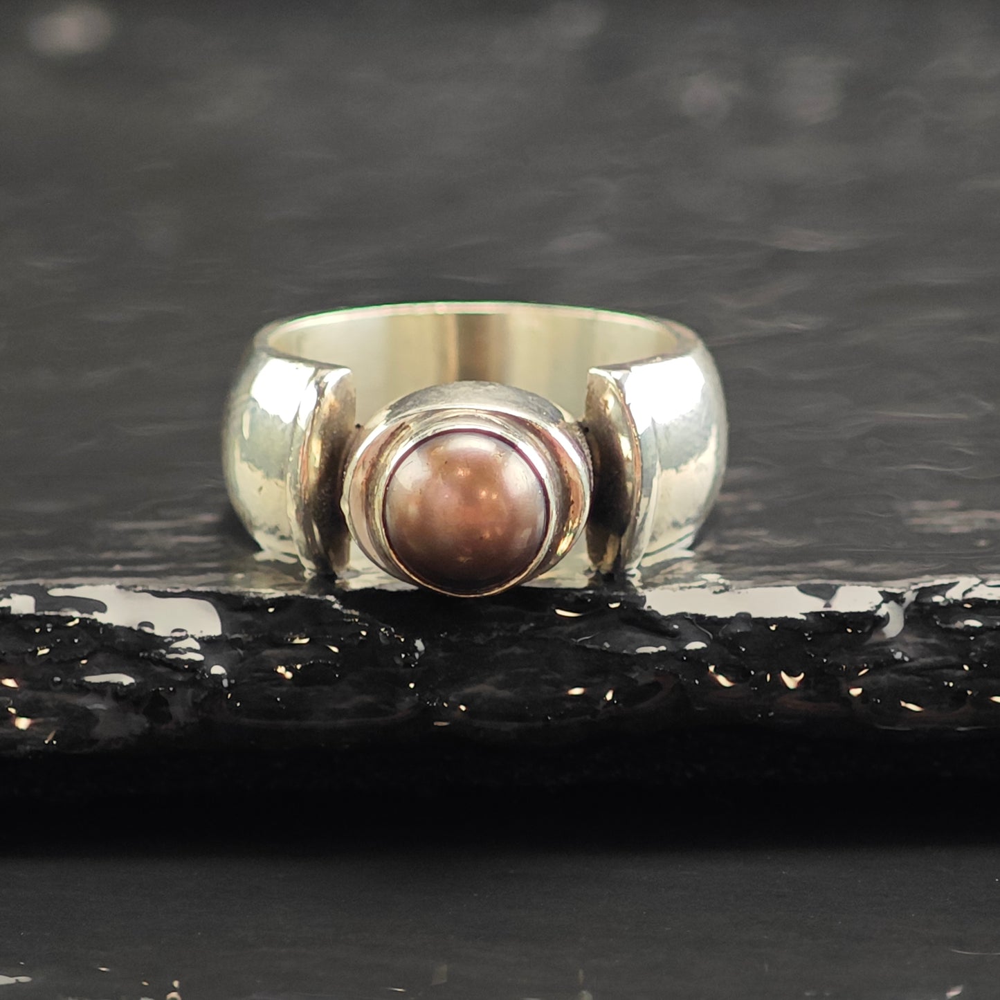 Michael Dawkins Pearl Modernist Sterling Silver Ring Sz 6 1/2 R6482