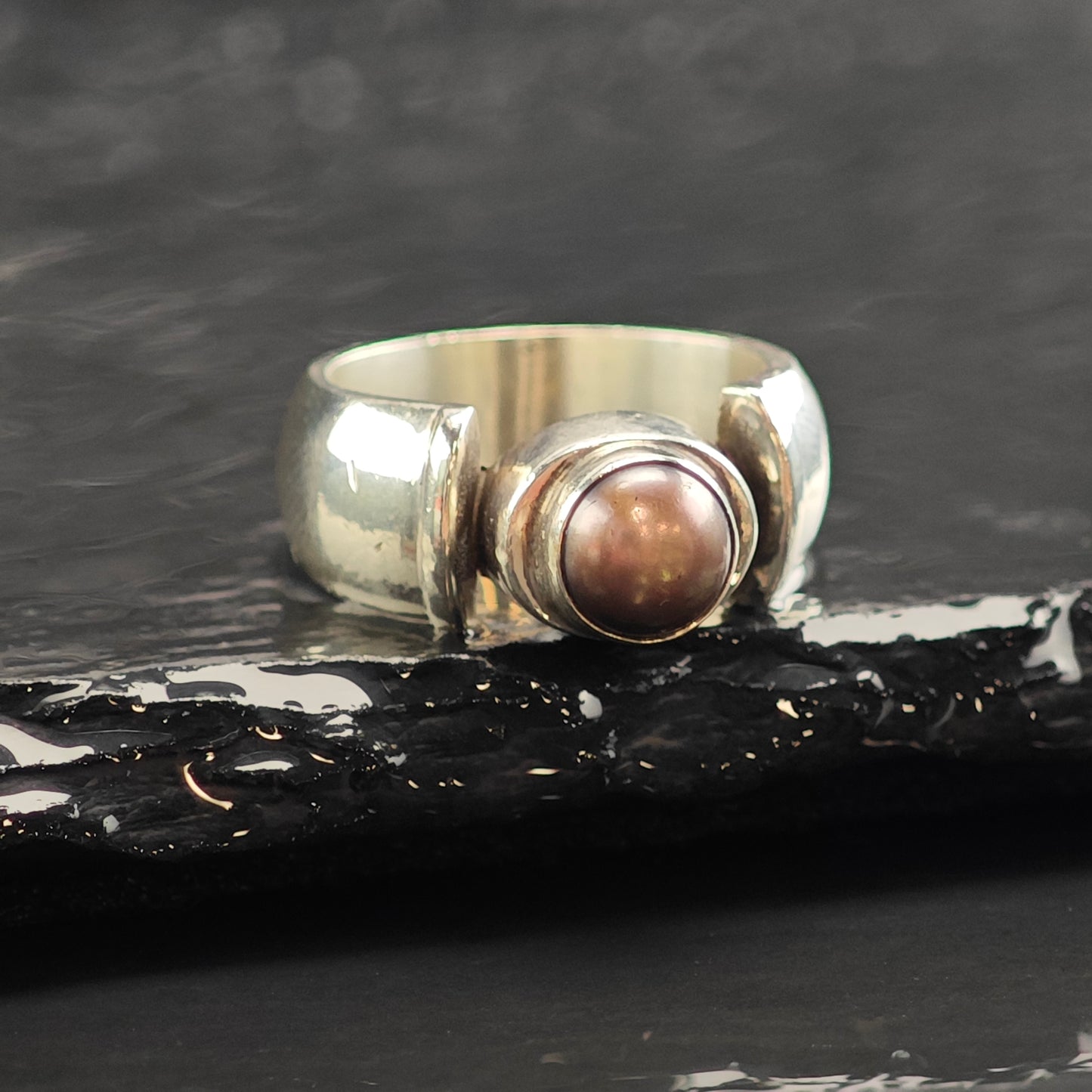 Michael Dawkins Pearl Modernist Sterling Silver Ring Sz 6 1/2 R6482