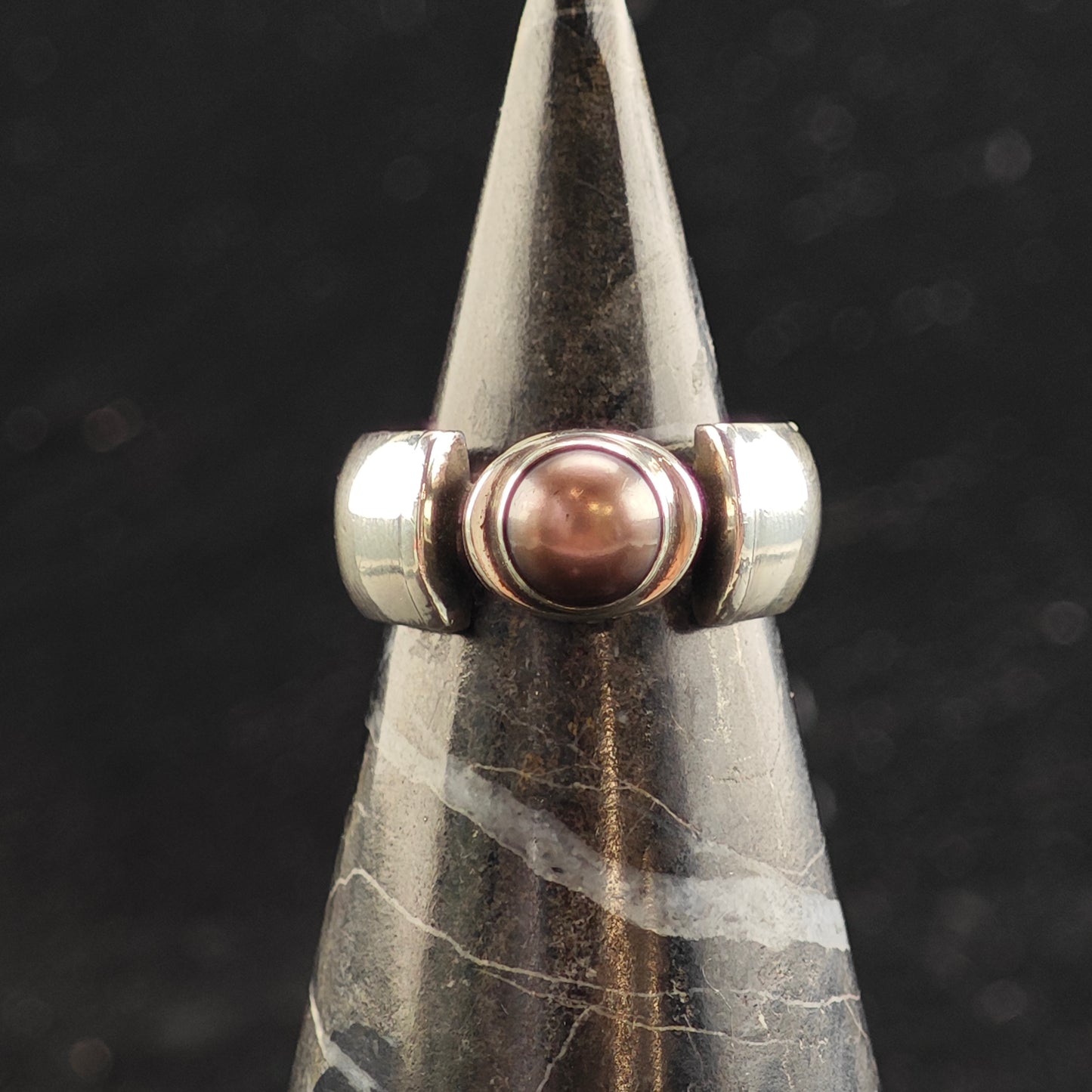 Michael Dawkins Pearl Modernist Sterling Silver Ring Sz 6 1/2 R6482