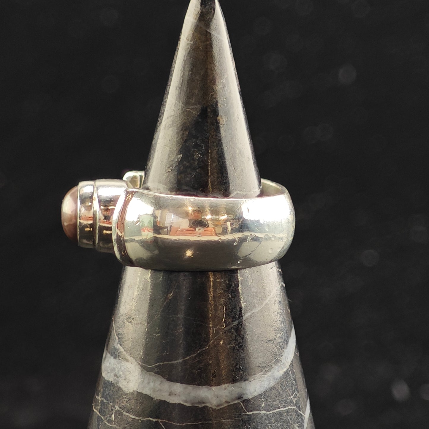 Michael Dawkins Pearl Modernist Sterling Silver Ring Sz 6 1/2 R6482
