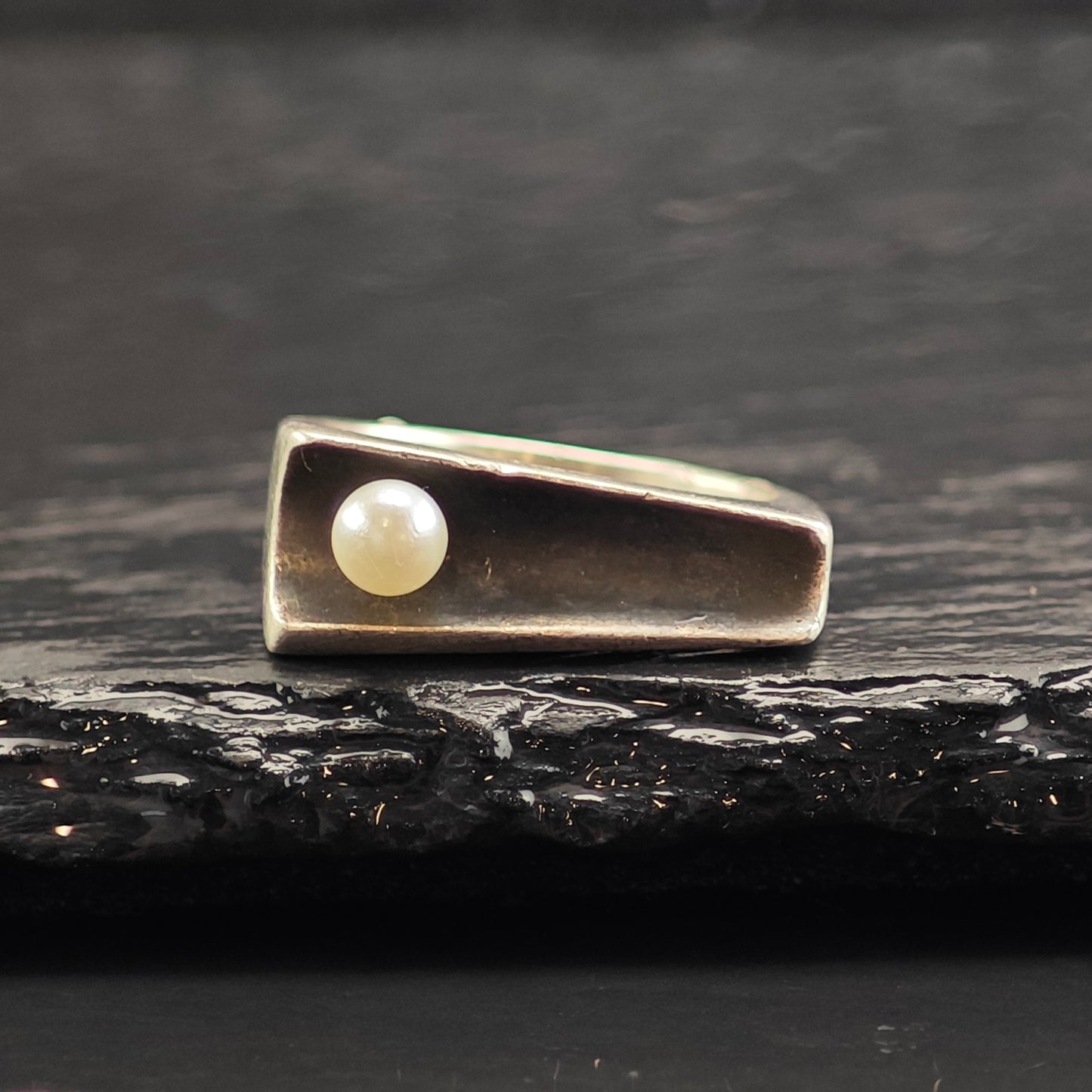Vintage Antonio Pineda Pearl Sterling Silver Ring Sz 6 1/2 R6486
