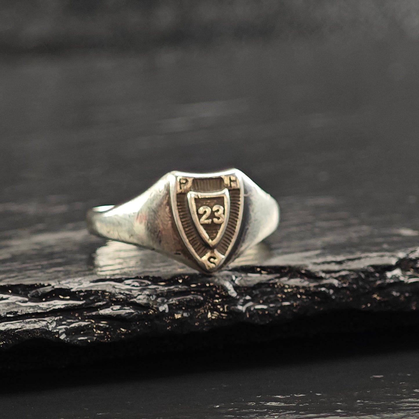 Antique 1923 Signet Class Ring Engraved Sterling Silver Sz 9 1/4 R6490