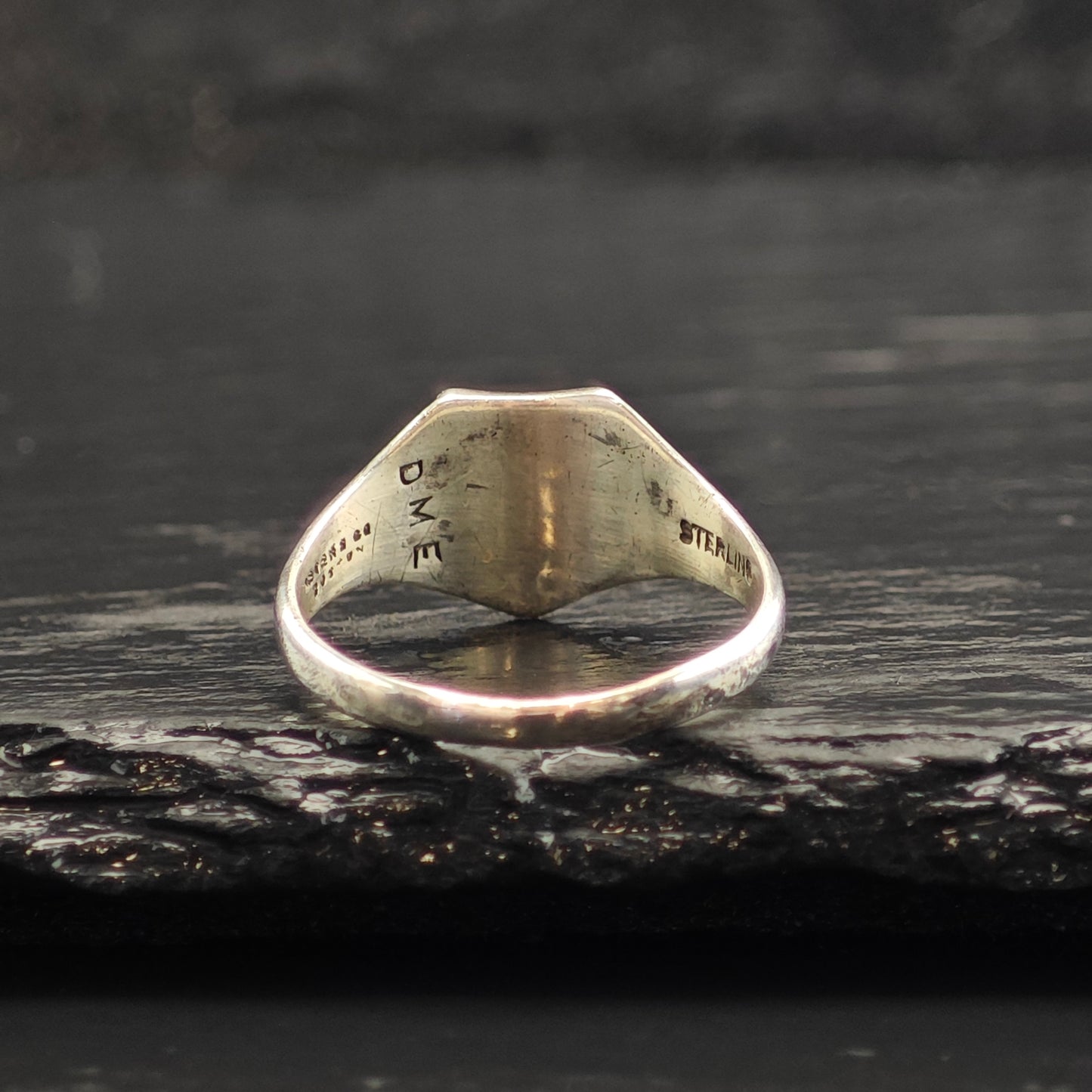 Antique 1923 Signet Class Ring Engraved Sterling Silver Sz 9 1/4 R6490