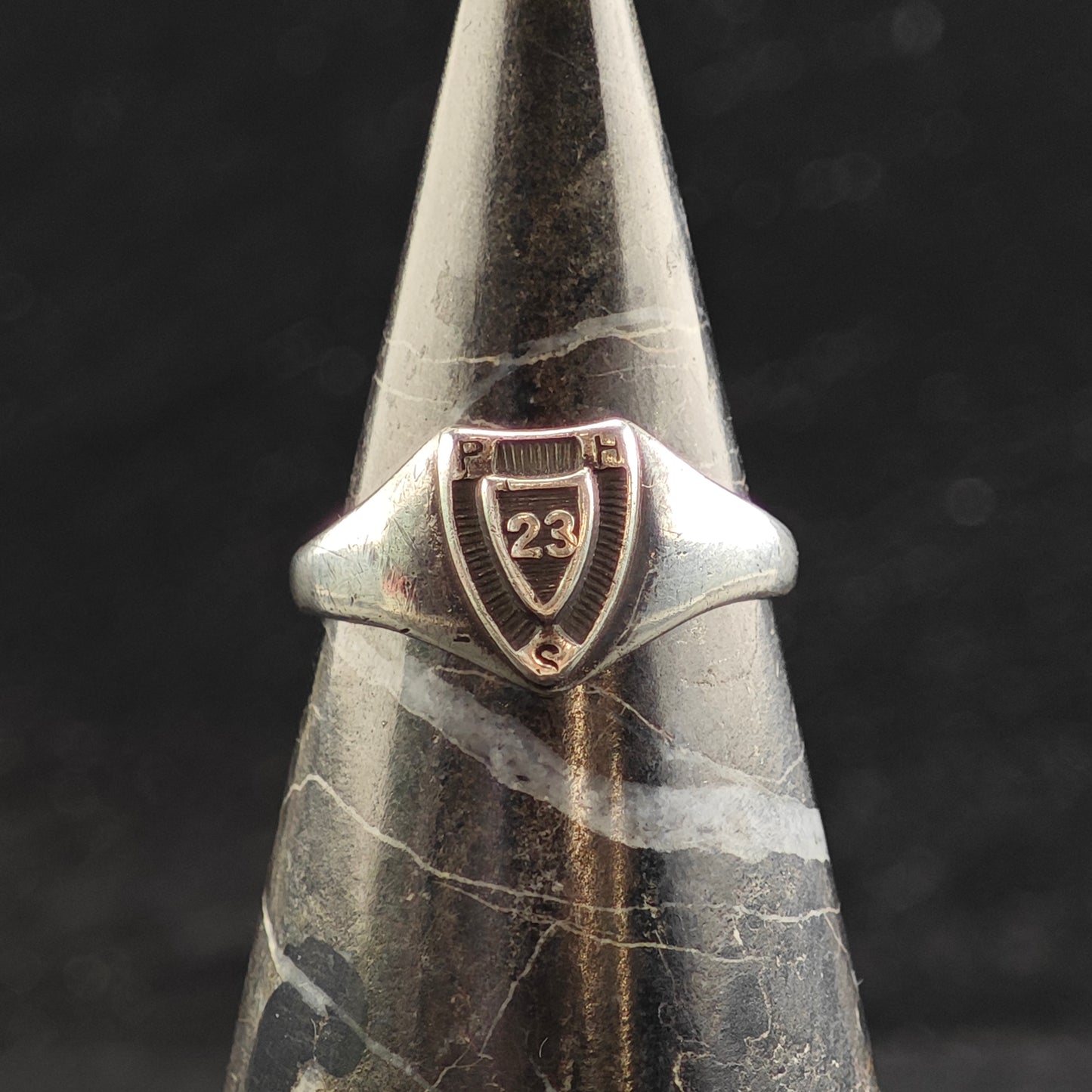 Antique 1923 Signet Class Ring Engraved Sterling Silver Sz 9 1/4 R6490