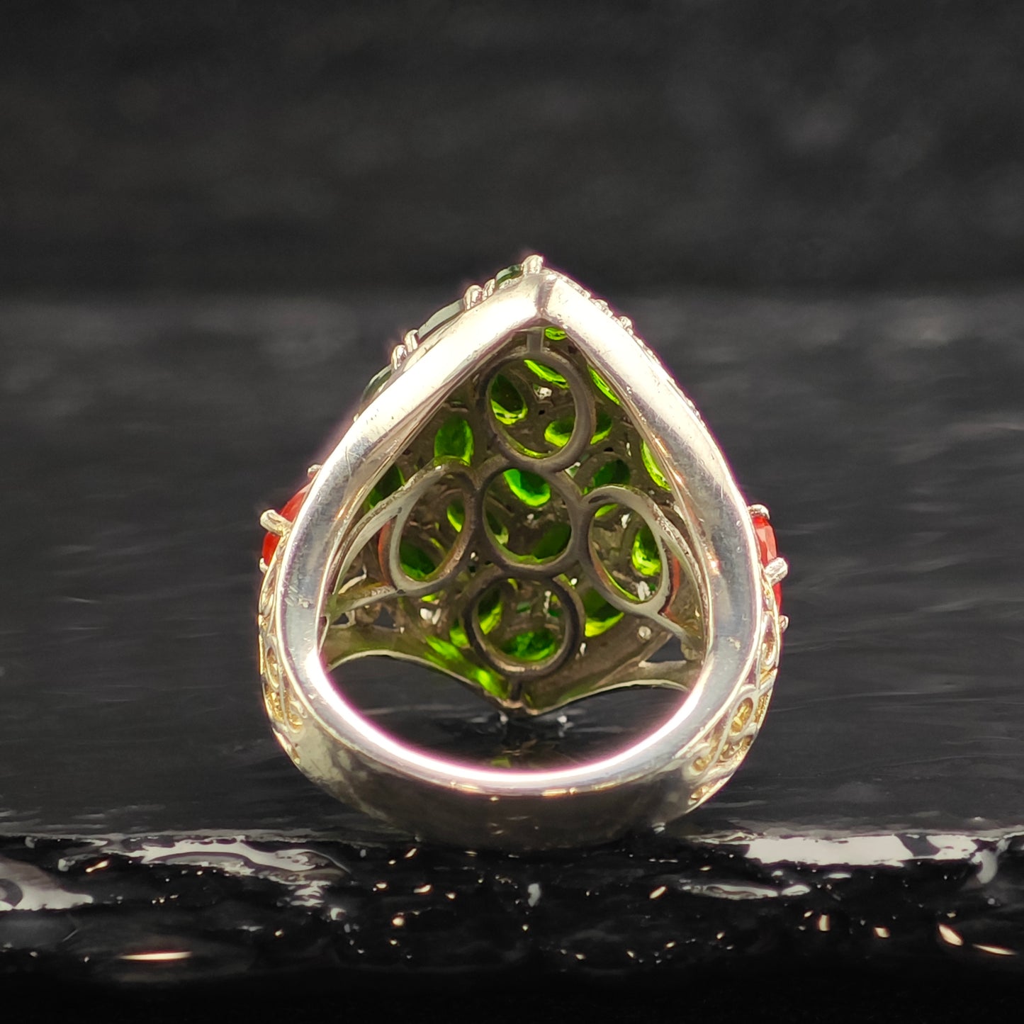 Diopside Fire Opal Sterling Silver Ring Sz 6 R6492