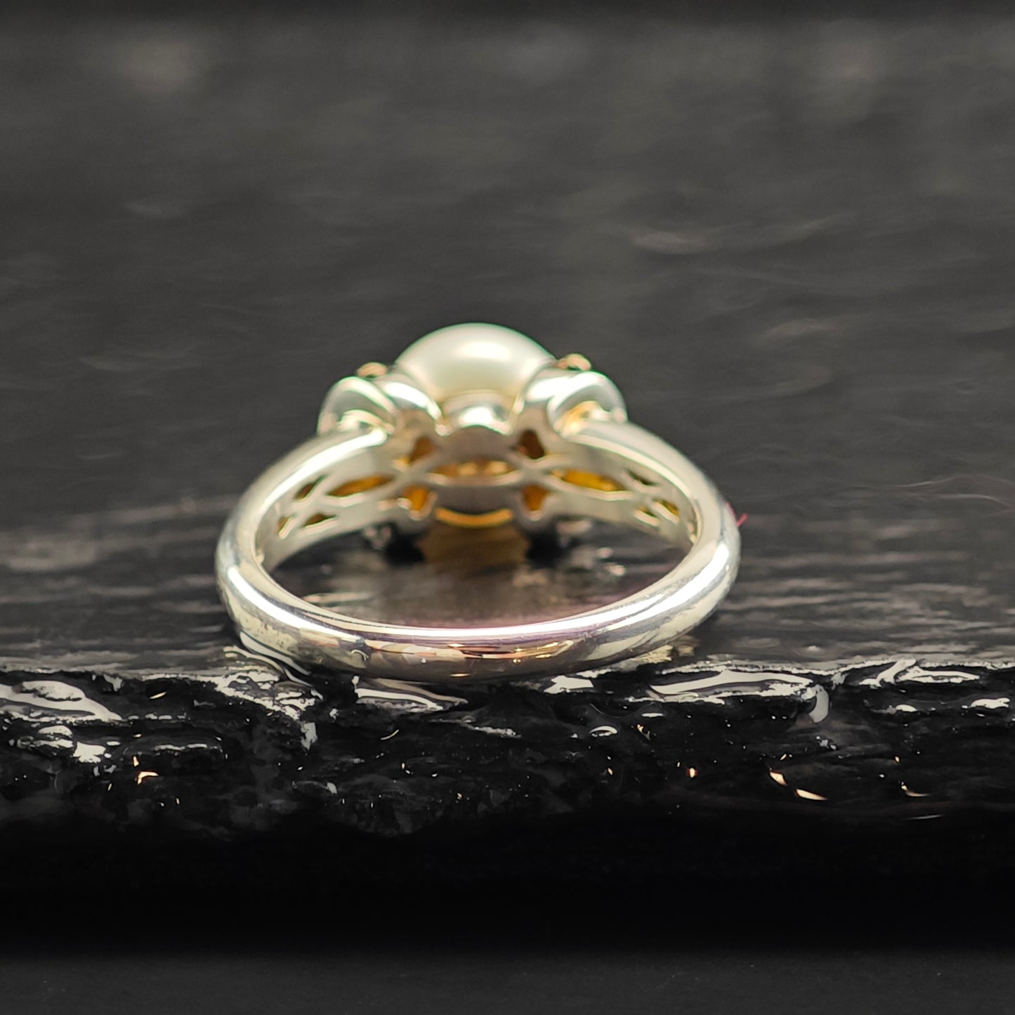Pearl 14k Gold Accent Sterling Silver Ring Sz 7 R6491