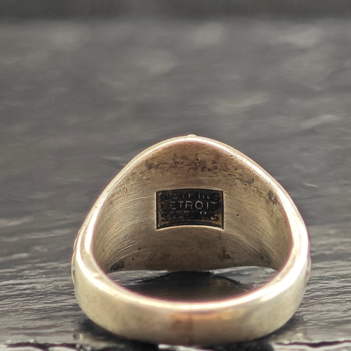 Detroit Antique Commemorative WW1 Sterling Silver Signet Ring Sz 8 R6493