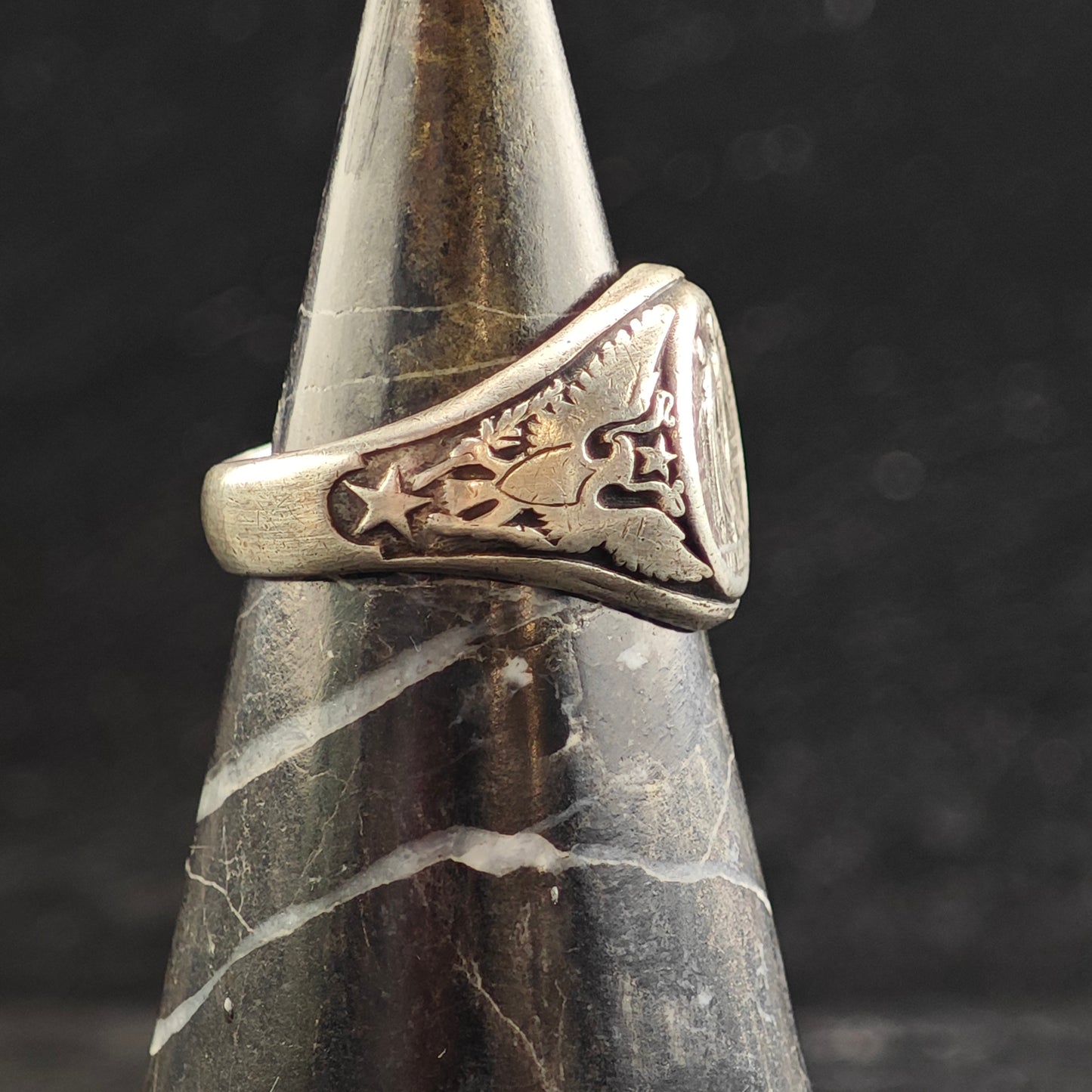 Detroit Antique Commemorative WW1 Sterling Silver Signet Ring Sz 8 R6493
