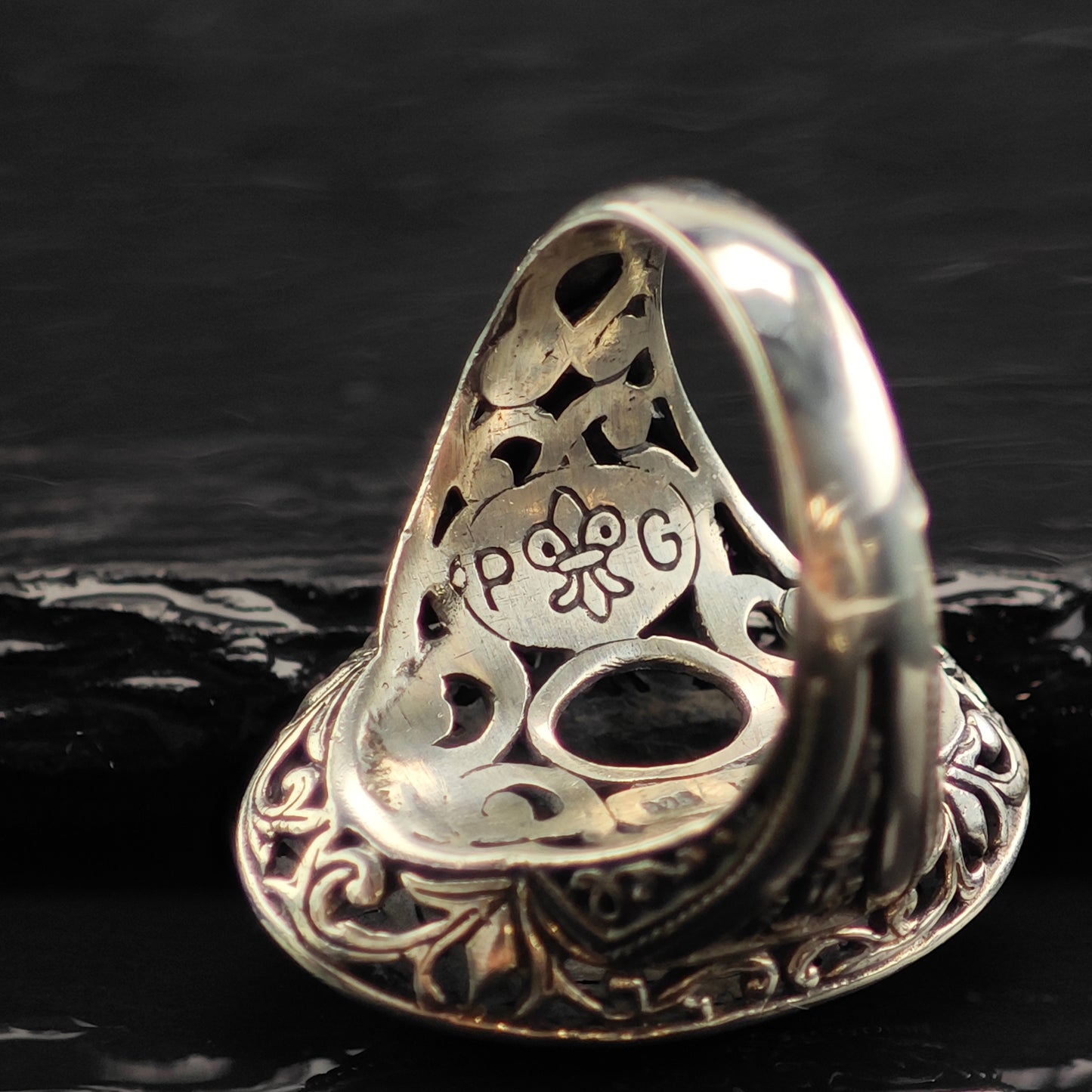 Phillip Gavriel 18K Oval Accent Sterling Silver Ring Sz 9 1/2 R6498