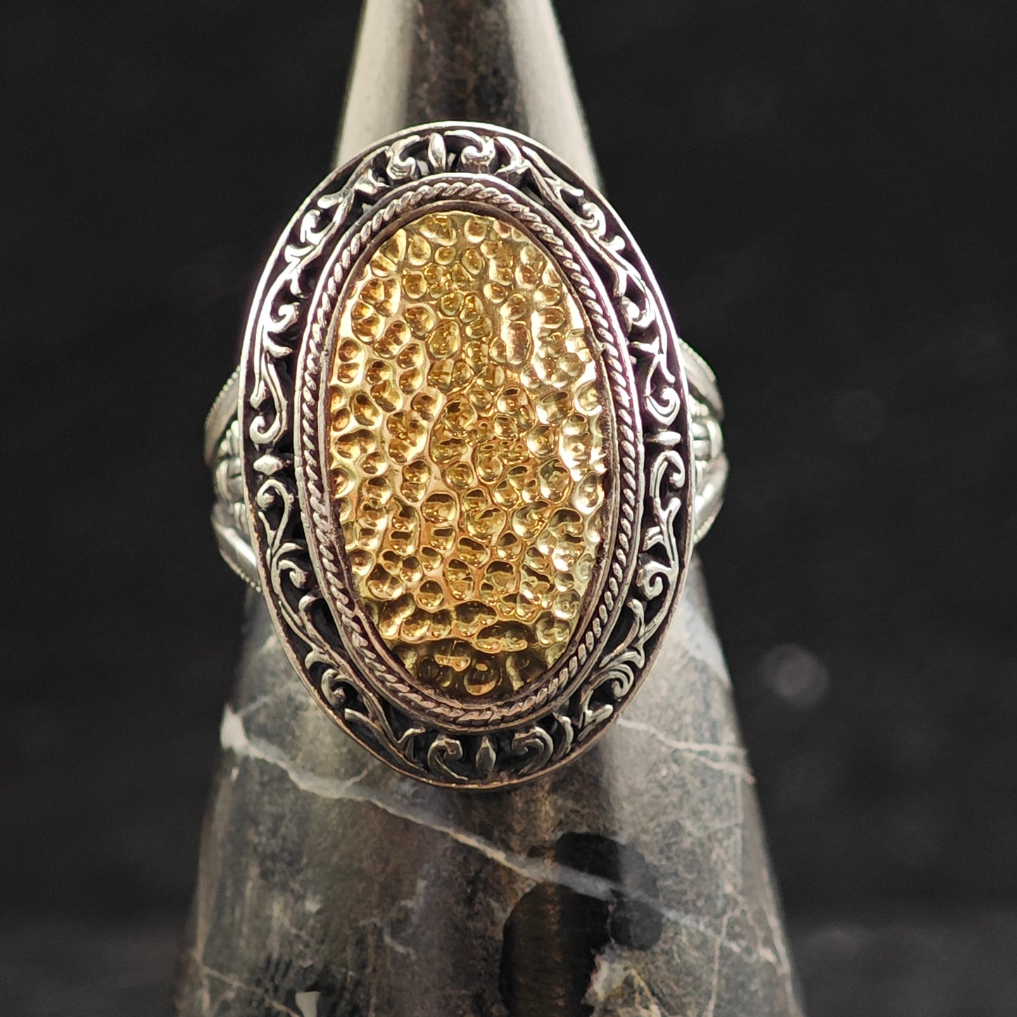 Phillip Gavriel 18K Oval Accent Sterling Silver Ring Sz 9 1/2 R6498