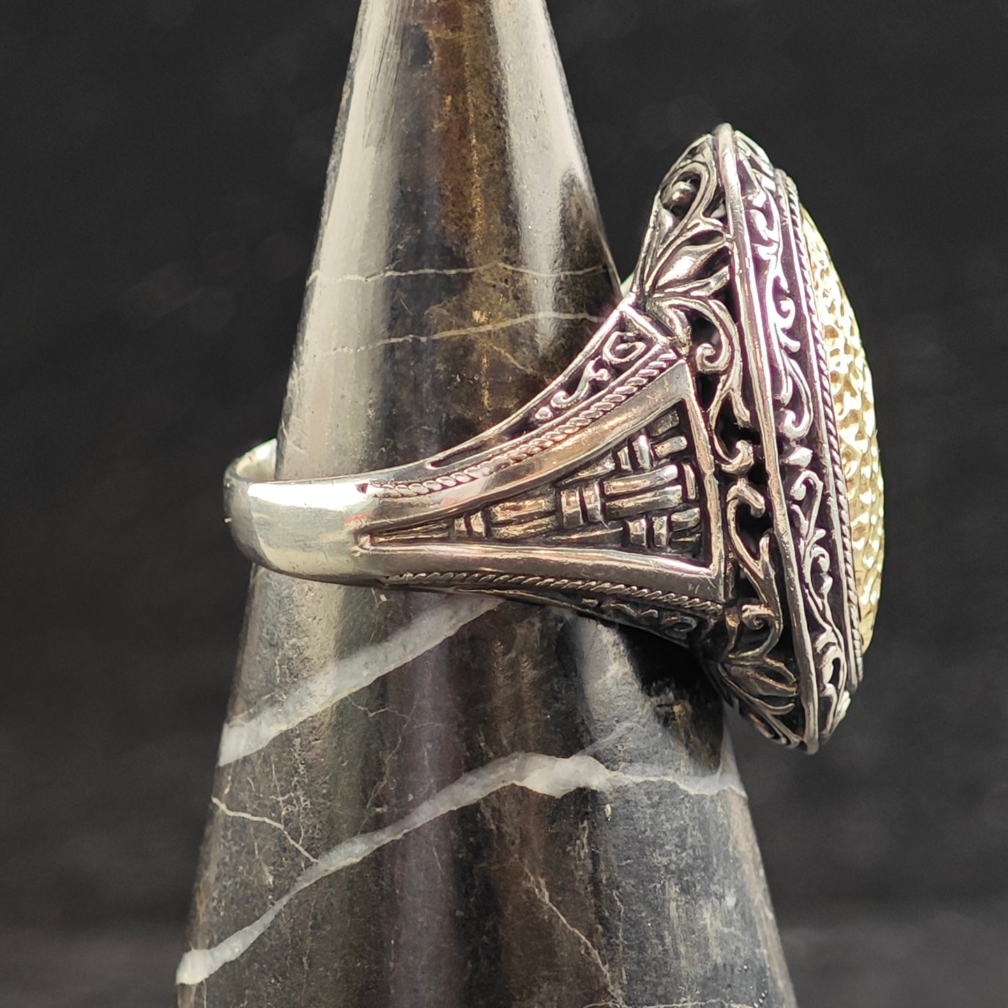 Phillip Gavriel 18K Oval Accent Sterling Silver Ring Sz 9 1/2 R6498
