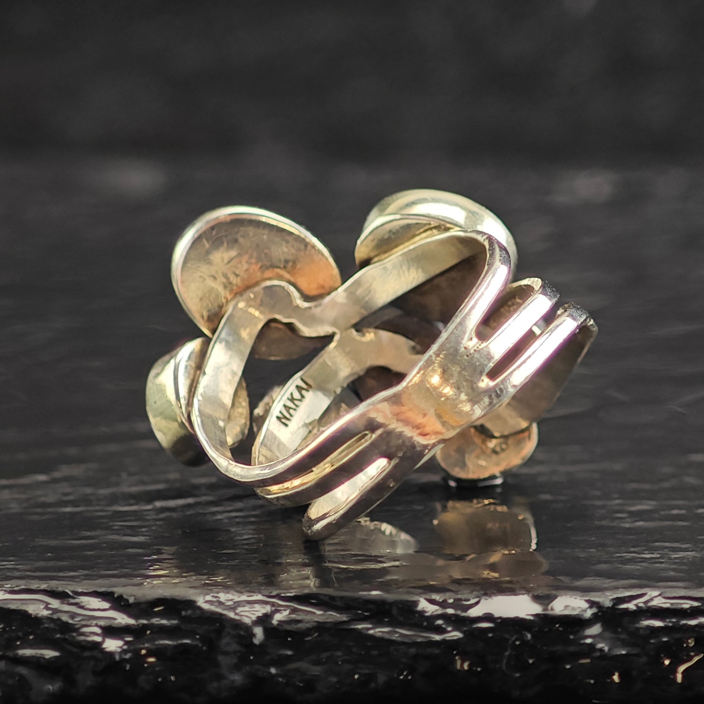 Navaj Nakai Multi Stone Sterling Silver Ring Sz 8 3/4 R6500