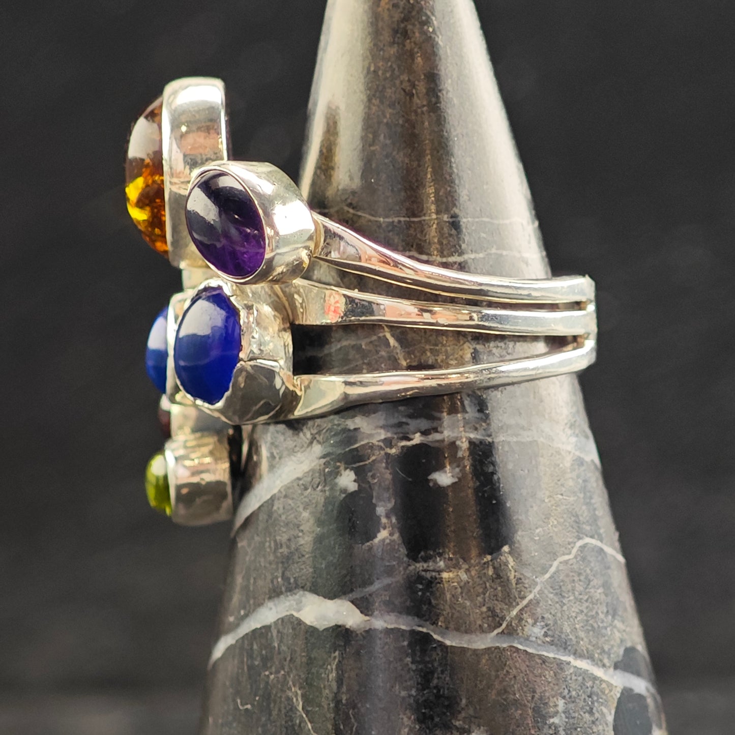 Navaj Nakai Multi Stone Sterling Silver Ring Sz 8 3/4 R6500