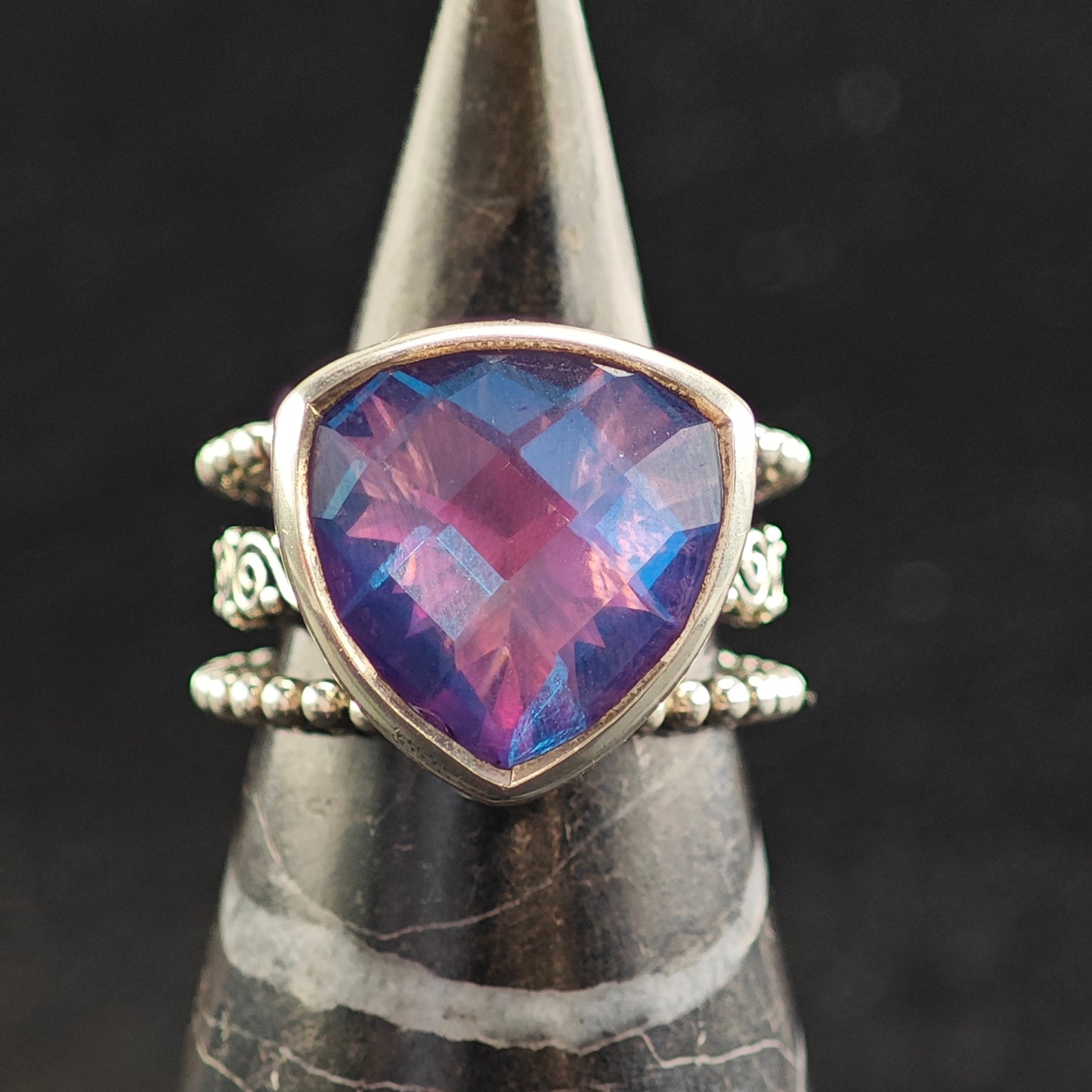 Sajen Purple Iridescent Swirl Band Sterling Silver Ring Sz 8 1/4 R6502