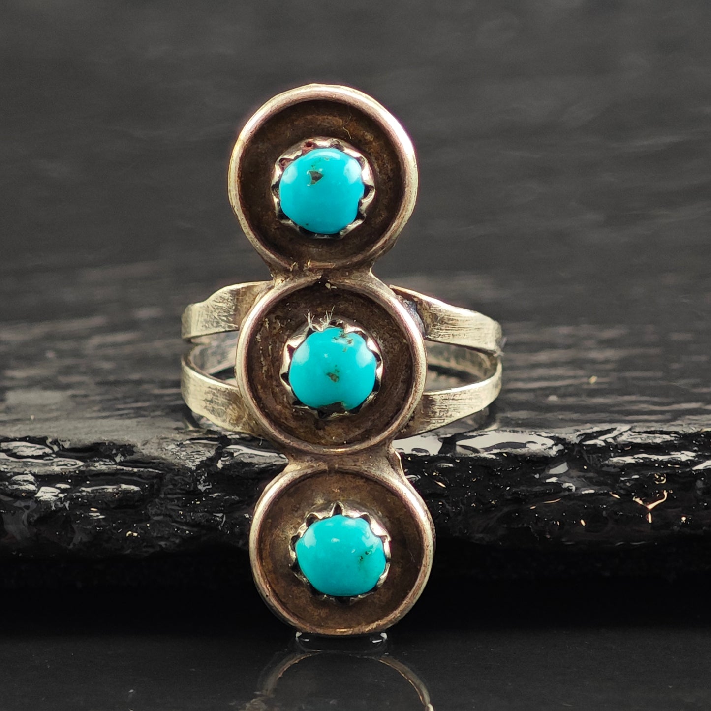 Native American Snake Eye Turquoise Sterling Silver Ring Sz 6 R6507