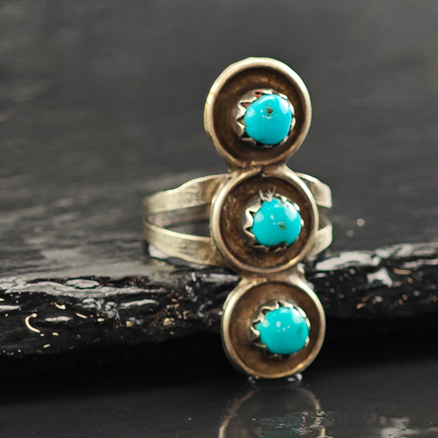 Native American Snake Eye Turquoise Sterling Silver Ring Sz 6 R6507