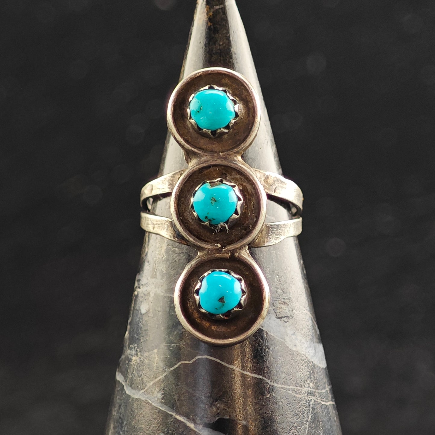 Native American Snake Eye Turquoise Sterling Silver Ring Sz 6 R6507