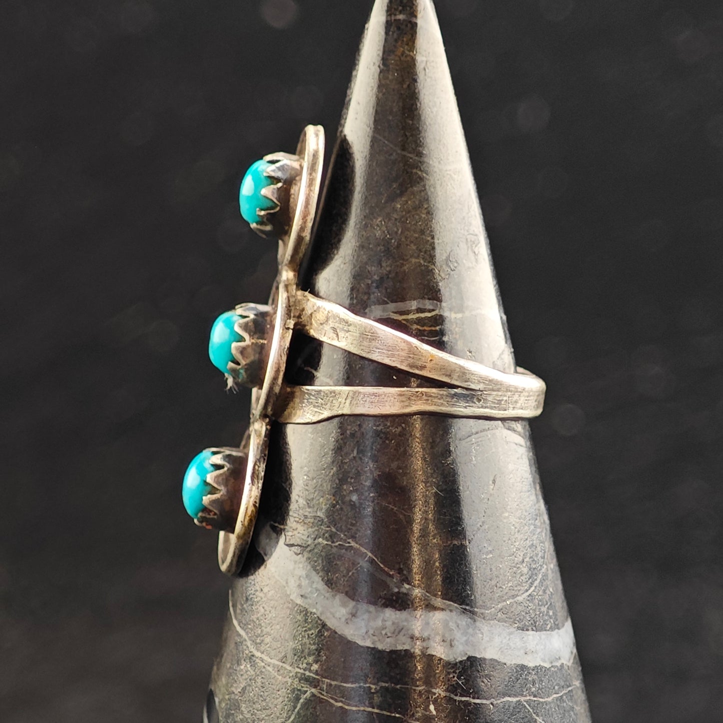 Native American Snake Eye Turquoise Sterling Silver Ring Sz 6 R6507
