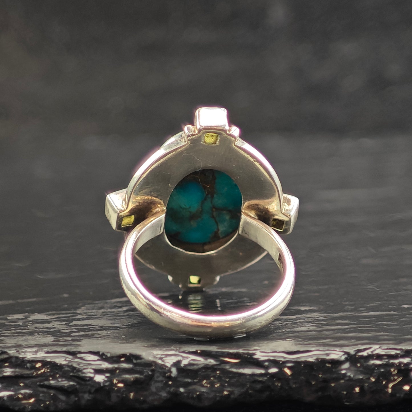 Vintage Nicky Butler Turquoise & Peridot Sterling Silver Ring Sz 6 1/2 R6509