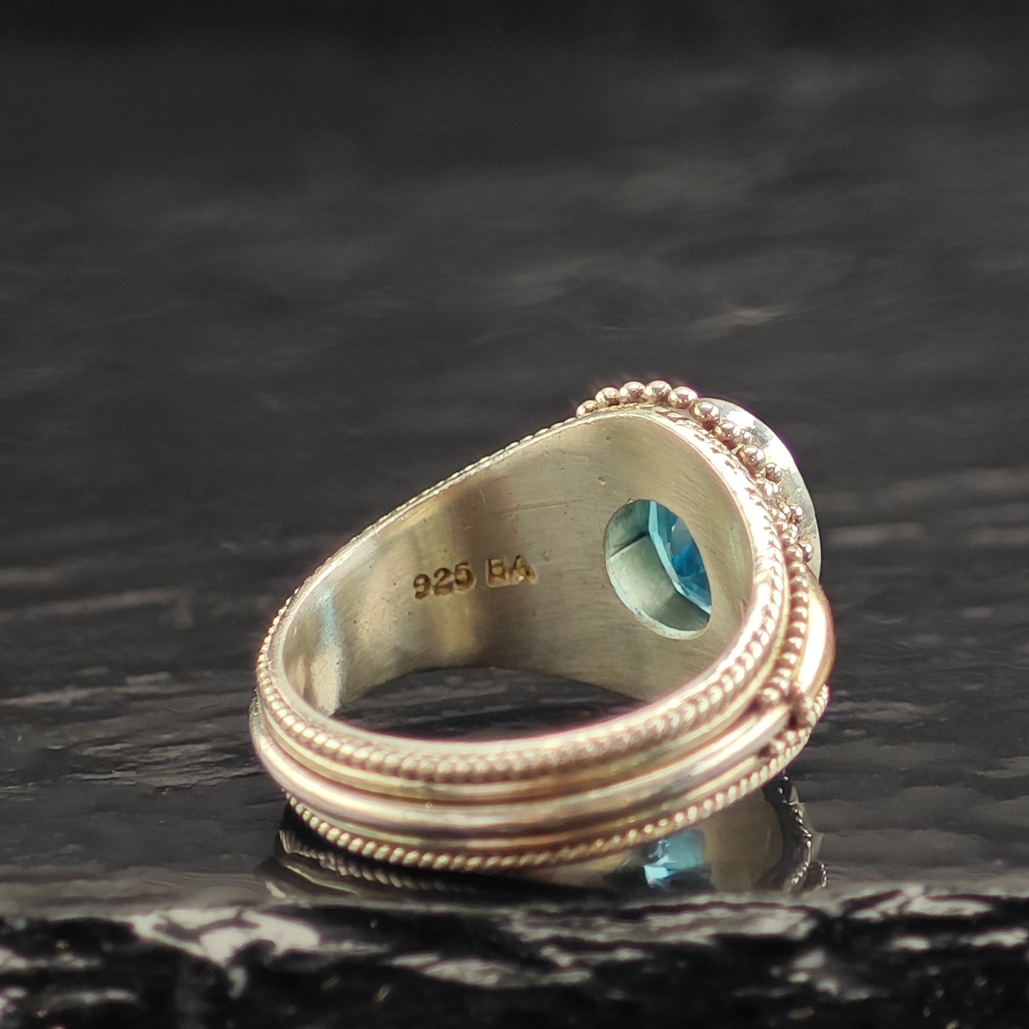 Bali Topaz 18k Gold Accent Sterling Silver Ring Sz 6 R6518