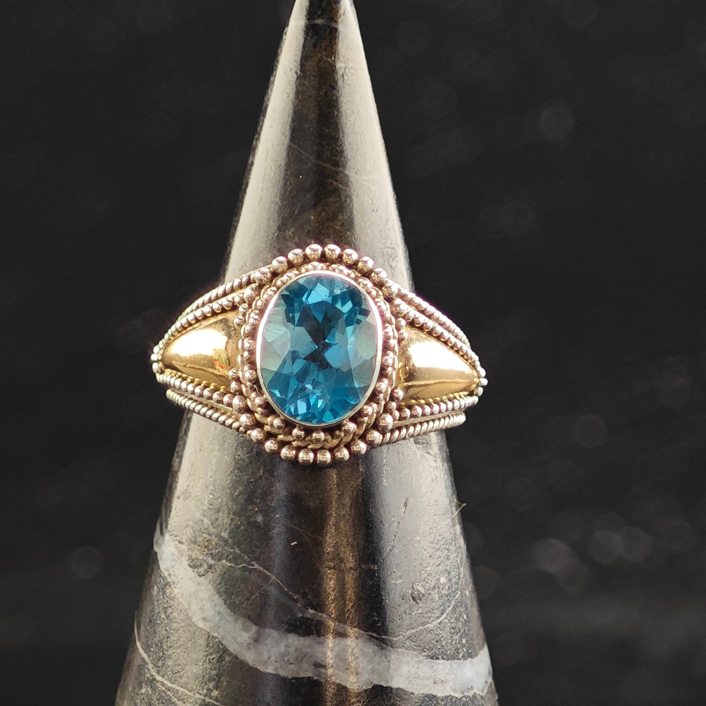 Bali Topaz 18k Gold Accent Sterling Silver Ring Sz 6 R6518