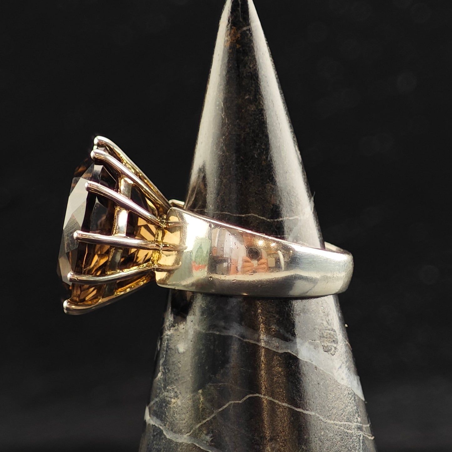 Large Smoky Quartz Sterling Silver Ring Sz 7 R6519