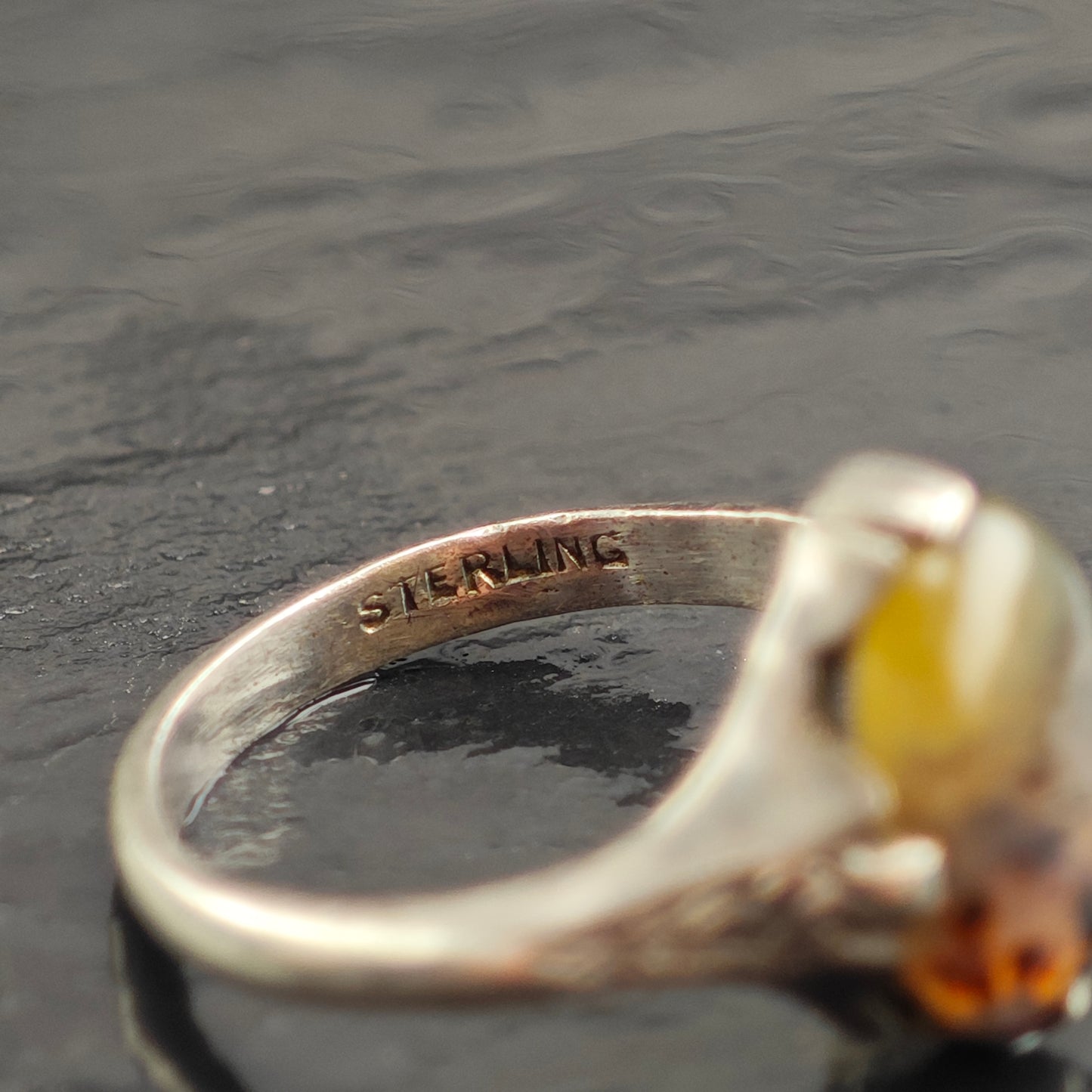Art Nouveau Dendritic Agate Sterling Silver Ring Sz 6 1/2 R6523