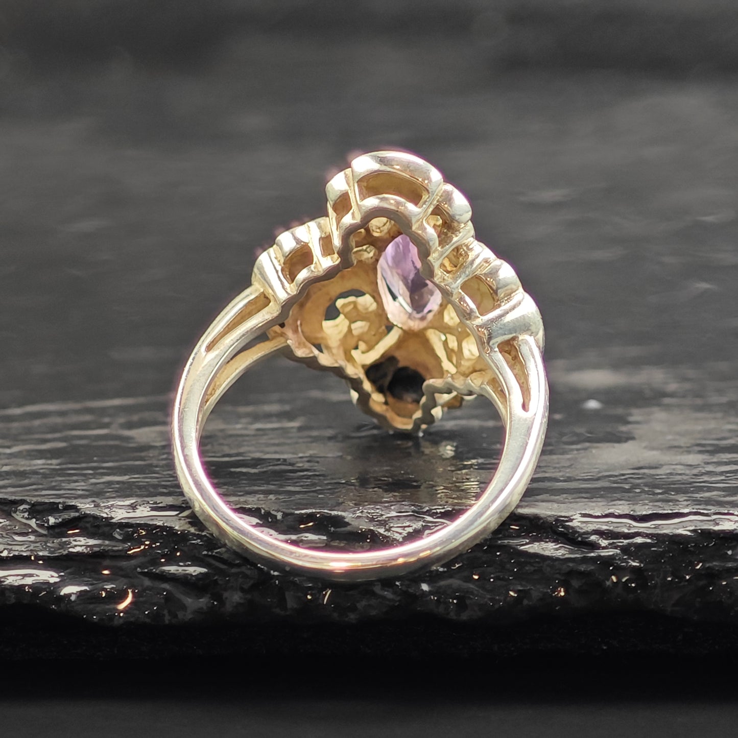 Amethyst Marquis Design Sterling Silver Ring 7 1/4 R6528