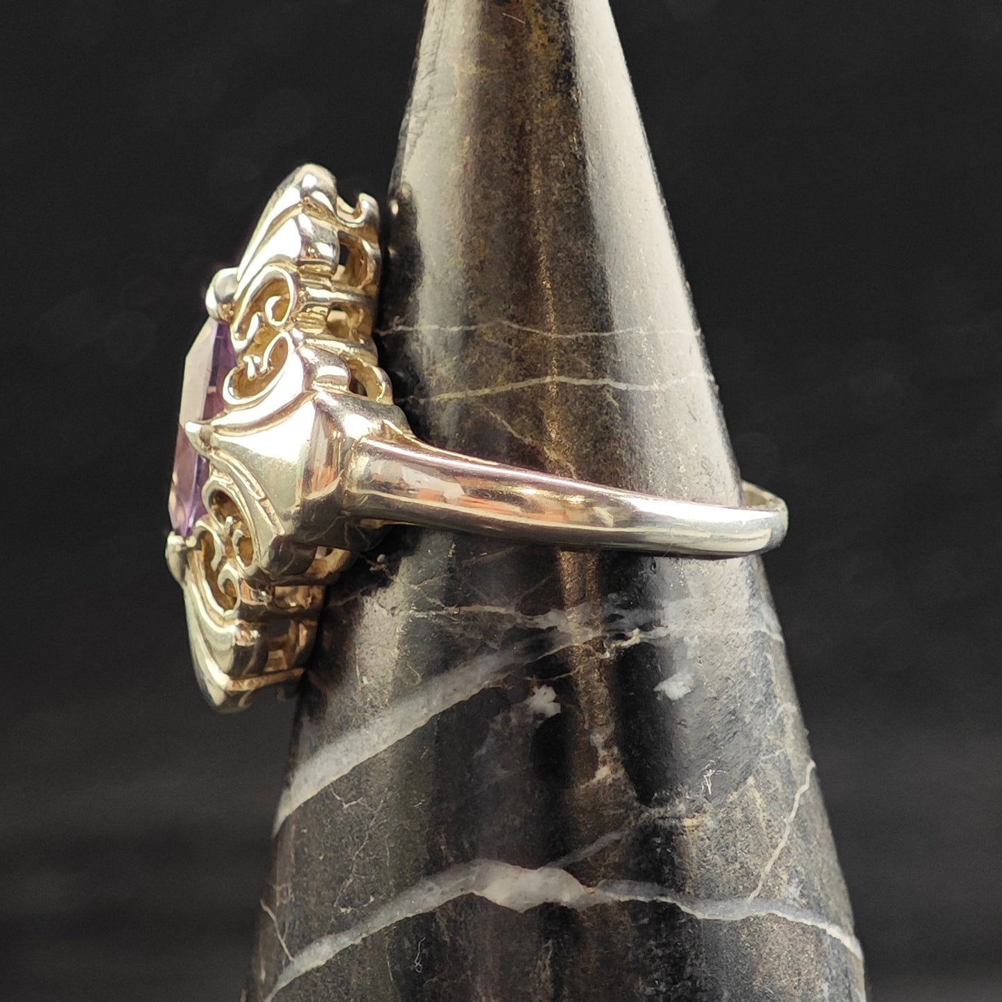 Amethyst Marquis Design Sterling Silver Ring 7 1/4 R6528