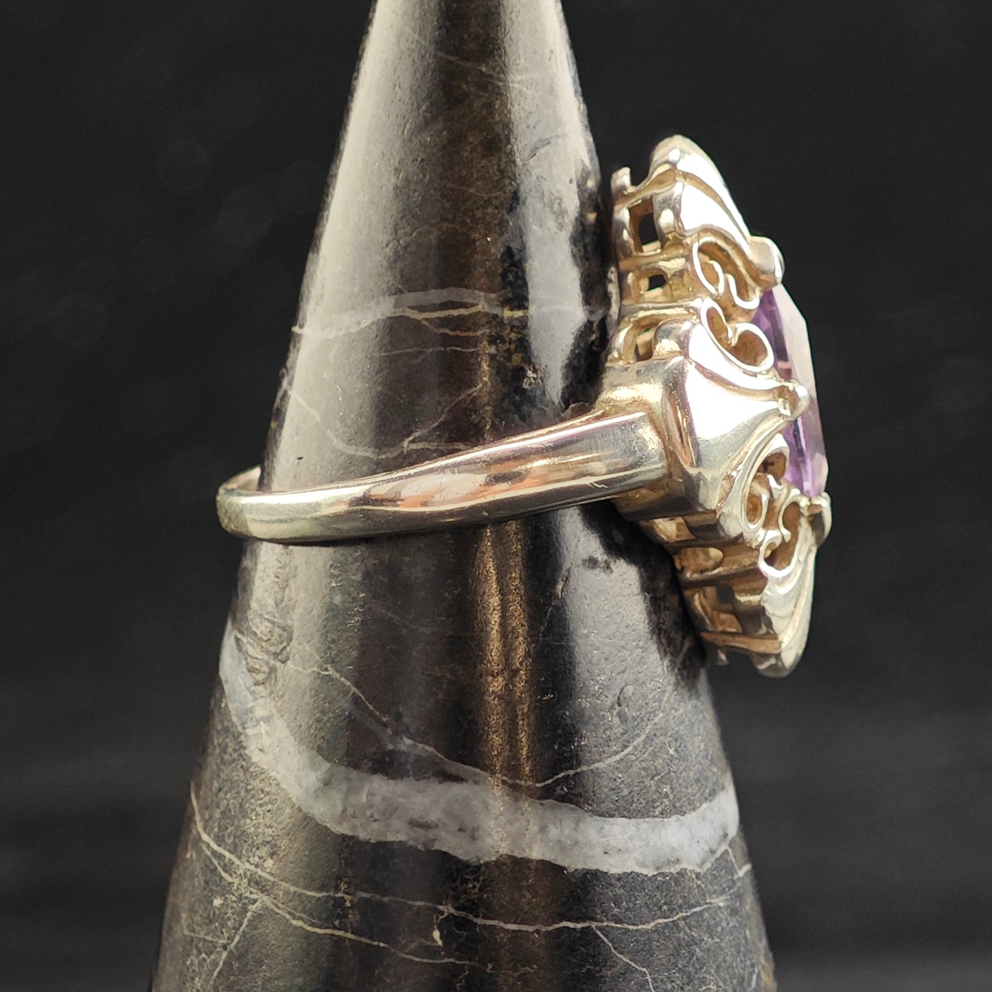 Amethyst Marquis Design Sterling Silver Ring 7 1/4 R6528