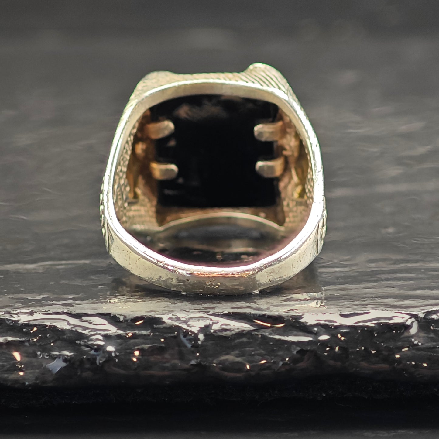 Eagle Signet w Gold & Copper Accents Sterling Silver Ring .Sz 9 R6529
