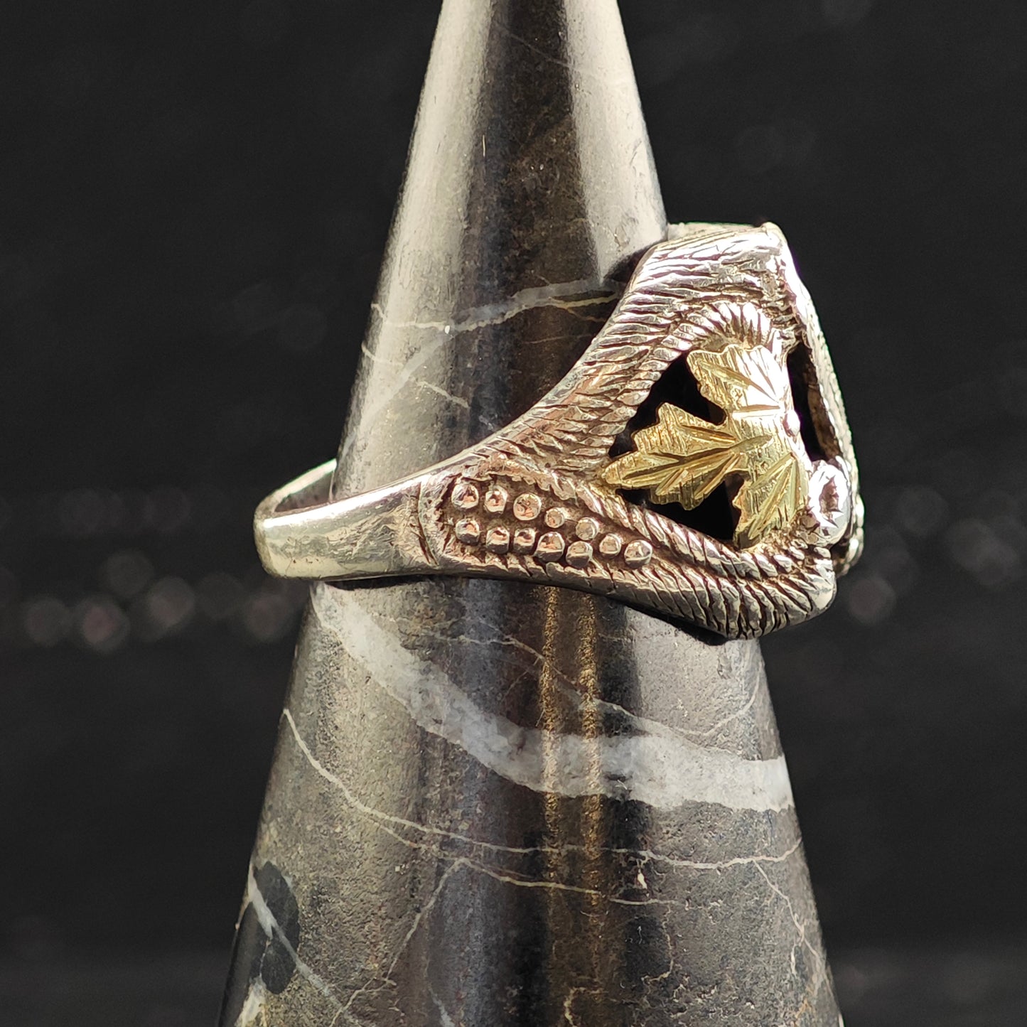 Eagle Signet w Gold & Copper Accents Sterling Silver Ring .Sz 9 R6529