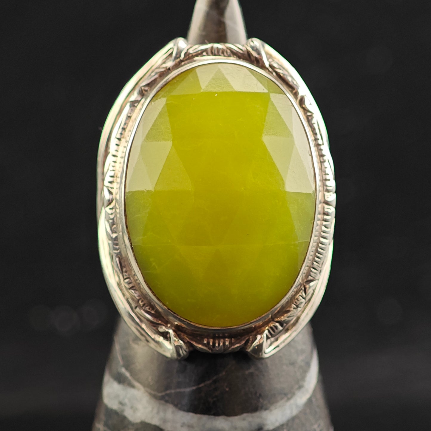 Stephen Dweck Green Stone Floral & Wrapping Band Sterling Silver Ring Sz 6 R6532