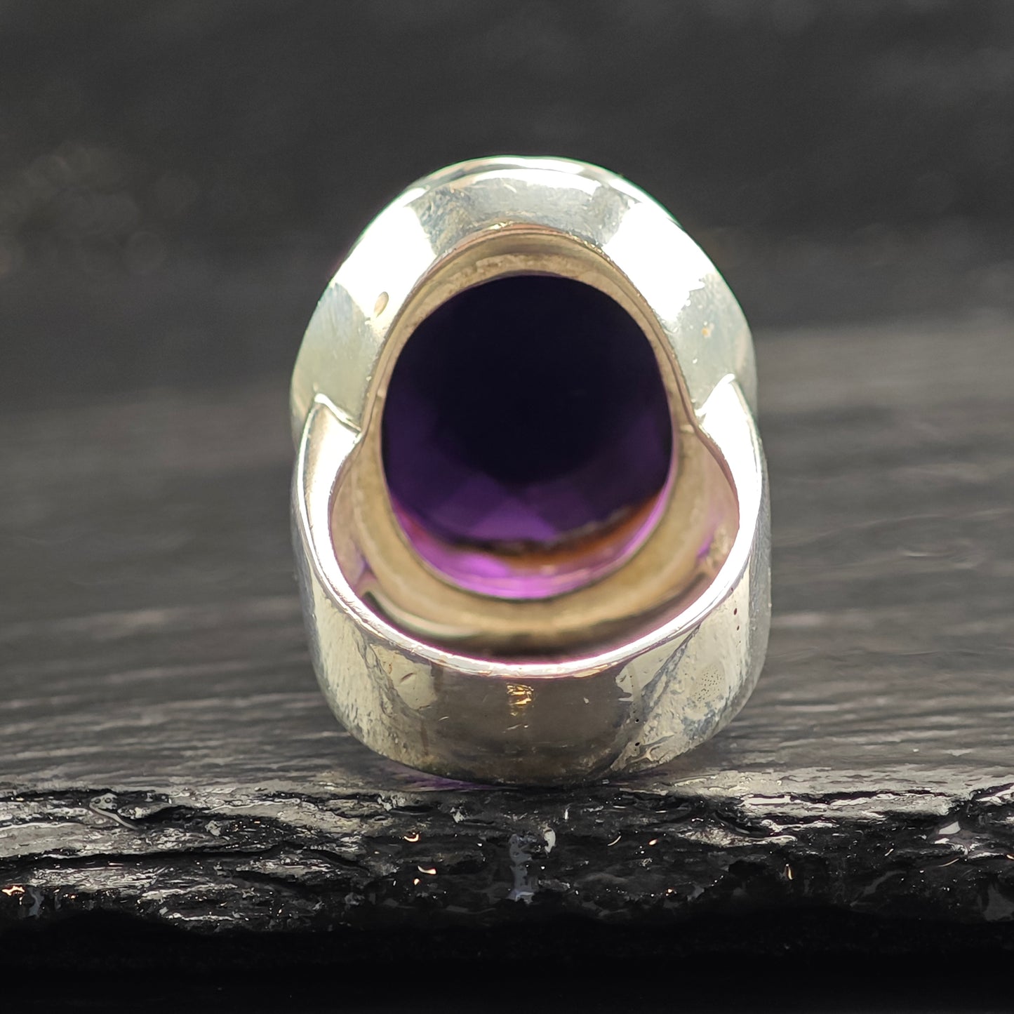 Large Amethyst Sterling Silver Ring Sz 10 R6541
