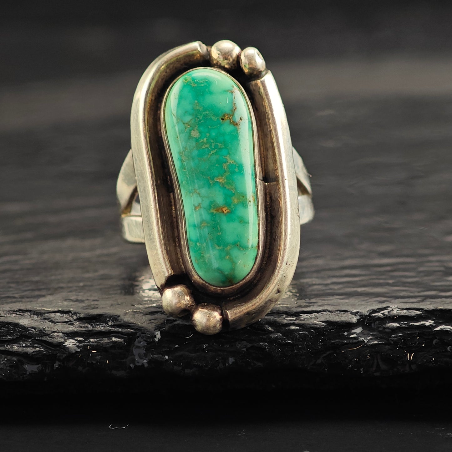Native American Turquoise Sterling Silver Ring Sz 6 1/2 R6542