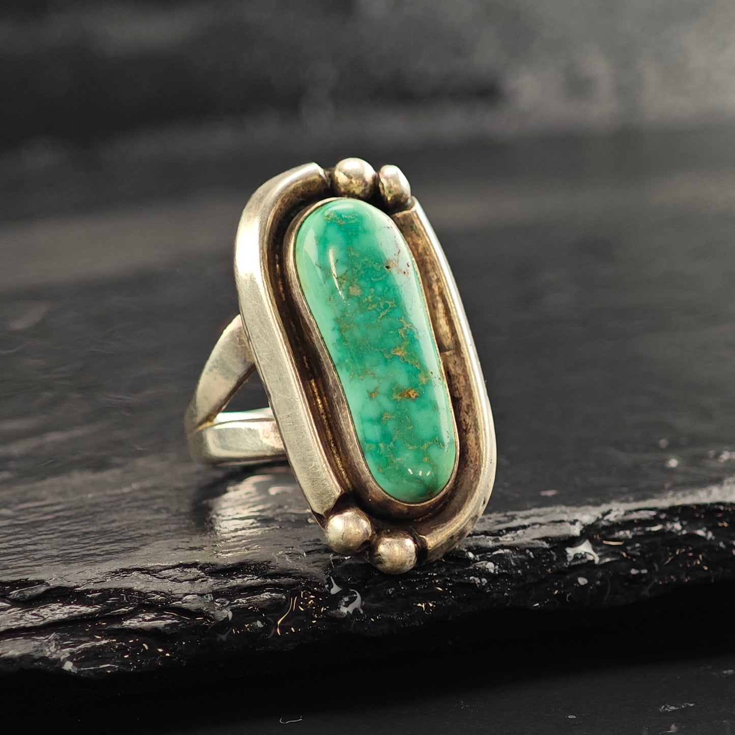Native American Turquoise Sterling Silver Ring Sz 6 1/2 R6542
