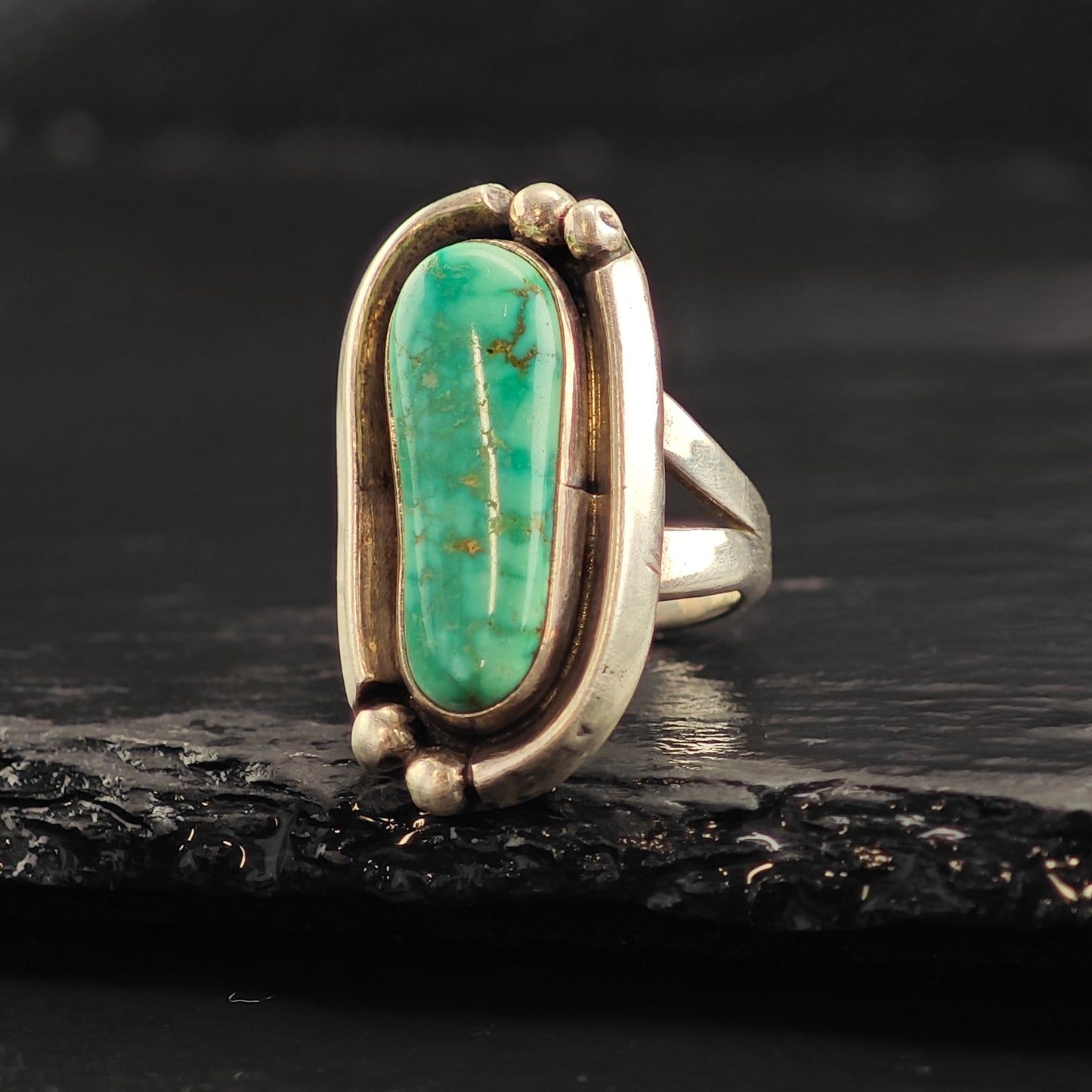 Native American Turquoise Sterling Silver Ring Sz 6 1/2 R6542