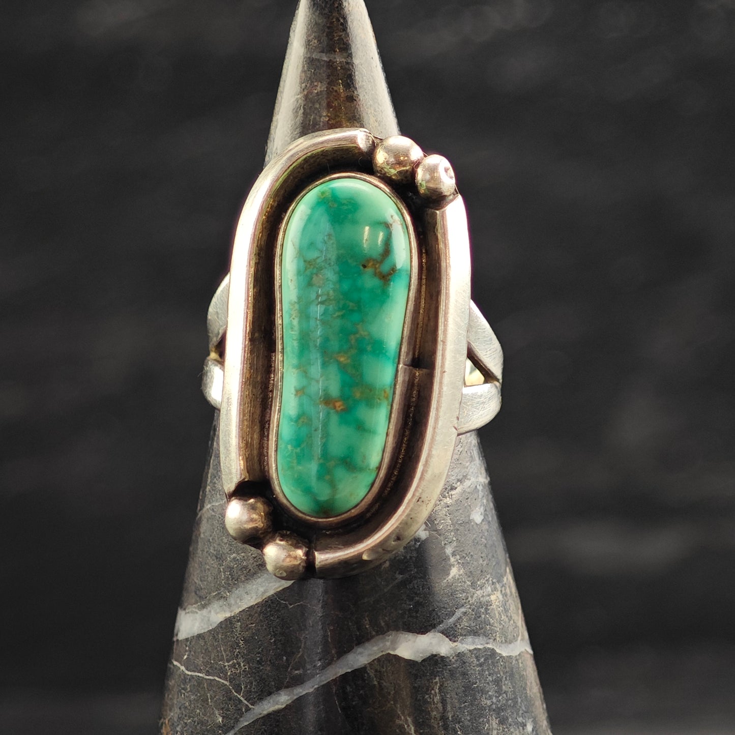 Native American Turquoise Sterling Silver Ring Sz 6 1/2 R6542