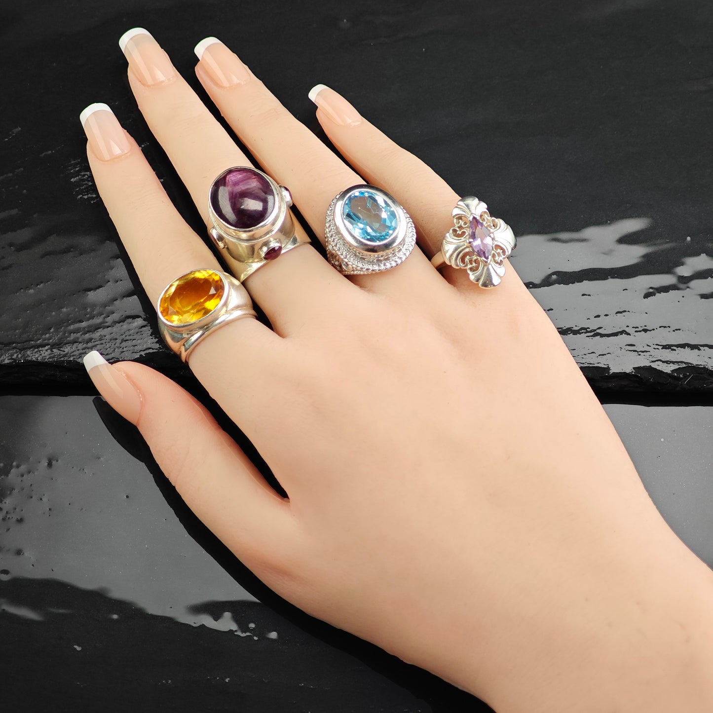 Amethyst Marquis Design Sterling Silver Ring 7 1/4 R6528