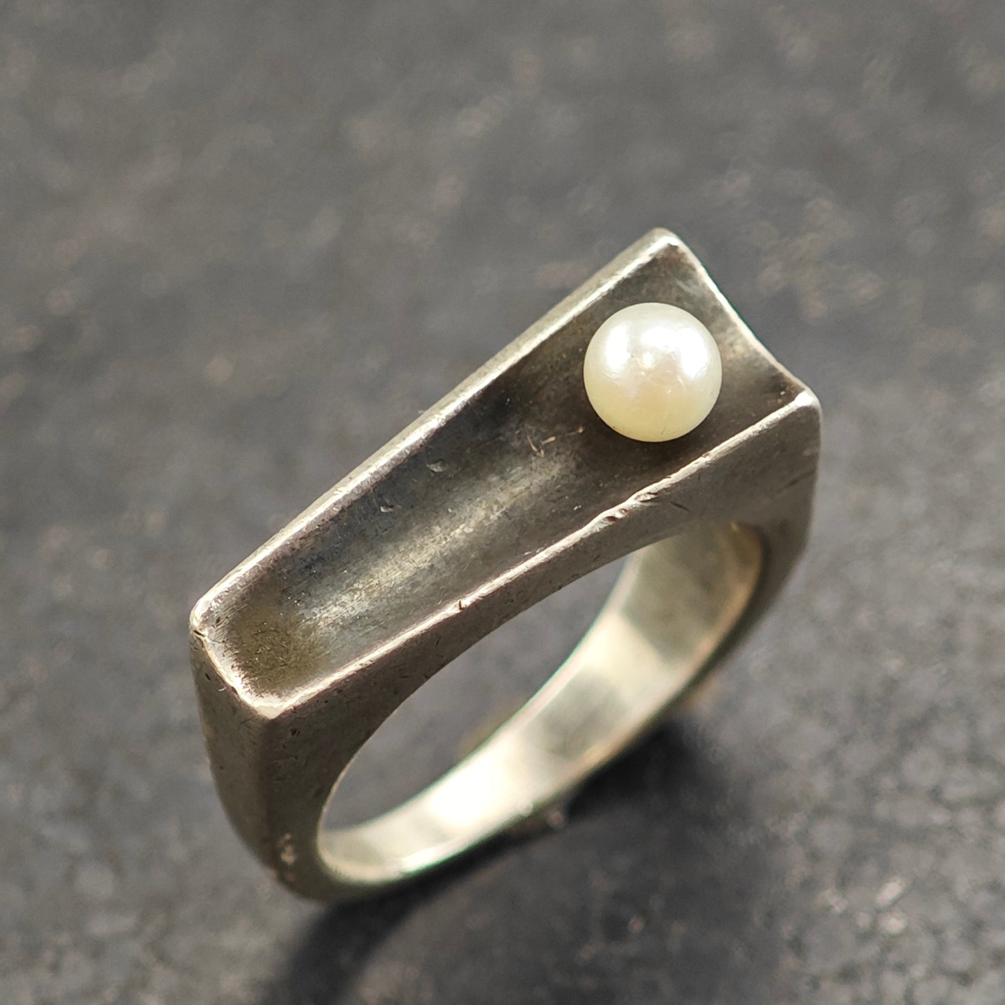 Vintage Antonio Pineda Pearl Sterling Silver Ring Sz 6 1/2 R6486