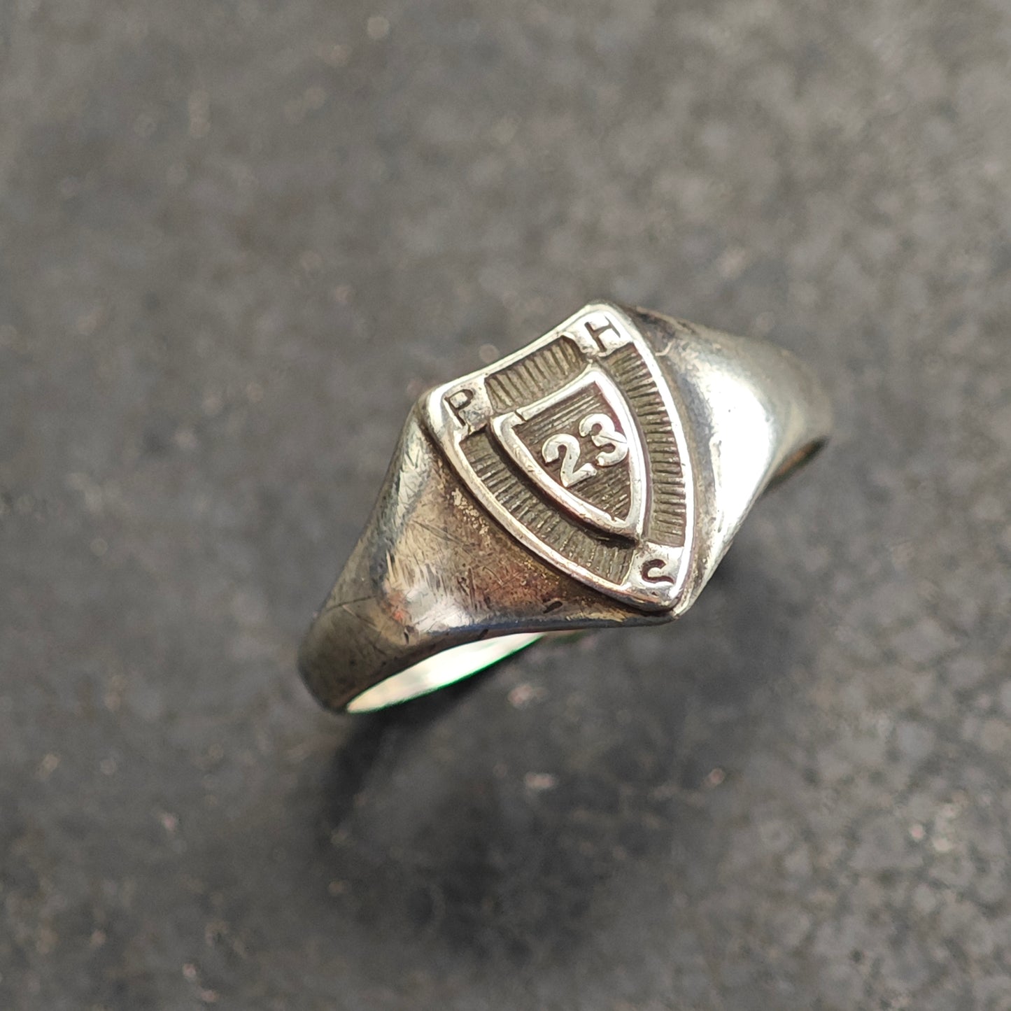 Antique 1923 Signet Class Ring Engraved Sterling Silver Sz 9 1/4 R6490