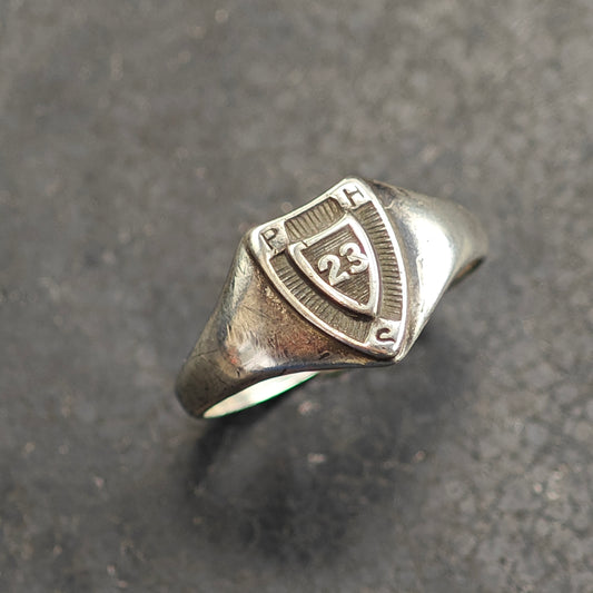 Antique 1923 Signet Class Ring Engraved Sterling Silver Sz 9 1/4 R6490
