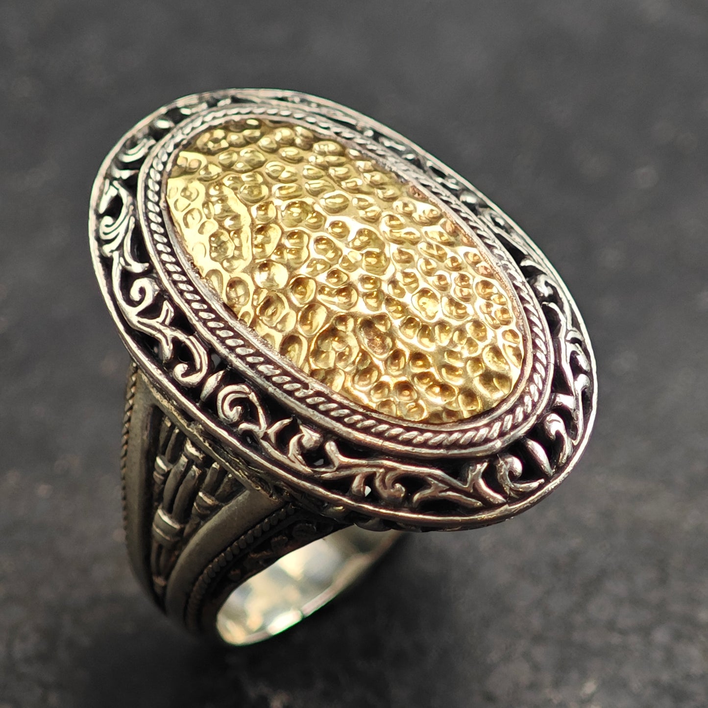 Phillip Gavriel 18K Oval Accent Sterling Silver Ring Sz 9 1/2 R6498