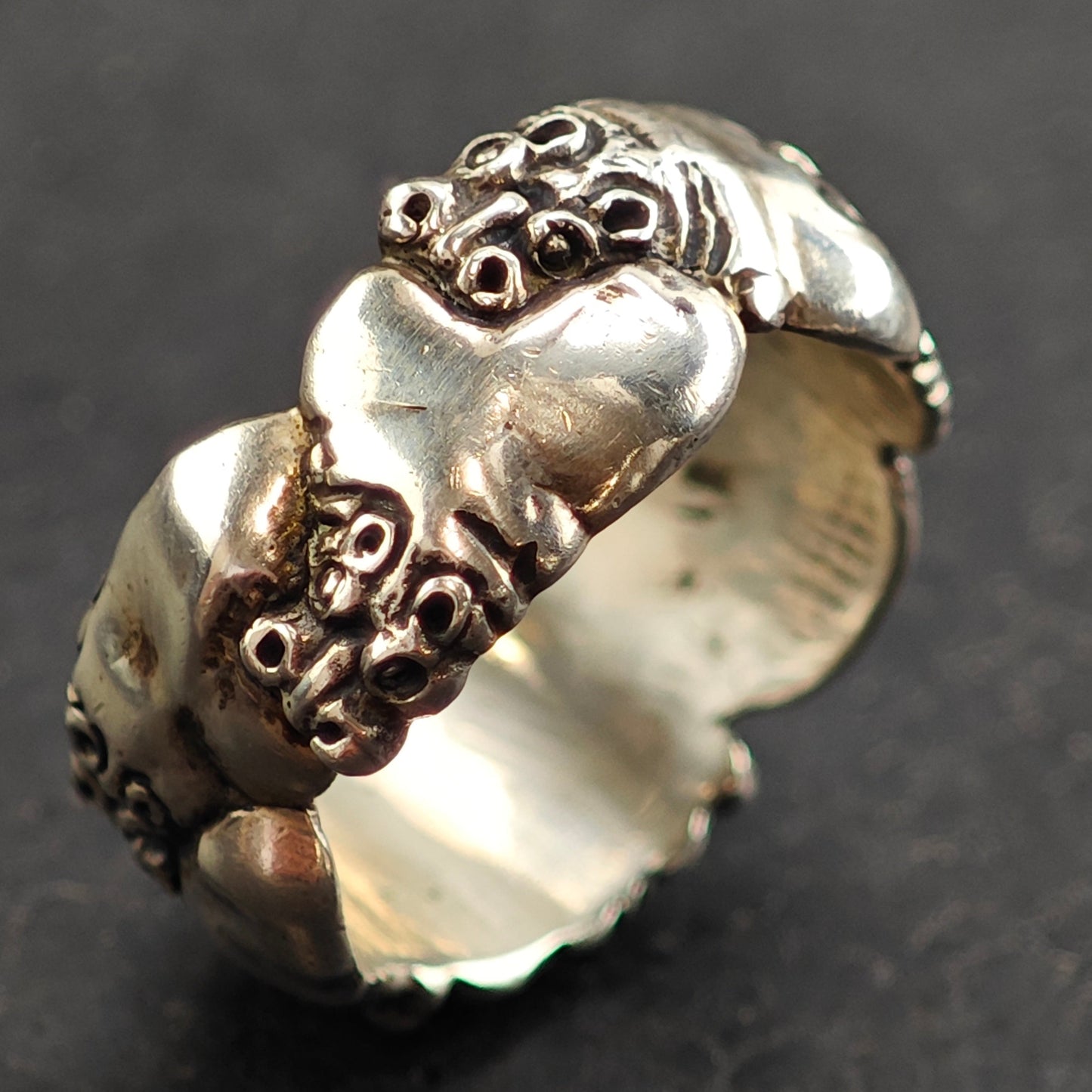 Brutalist Hippo Design Sterling Silver Band Sz 7 1/2 R6524