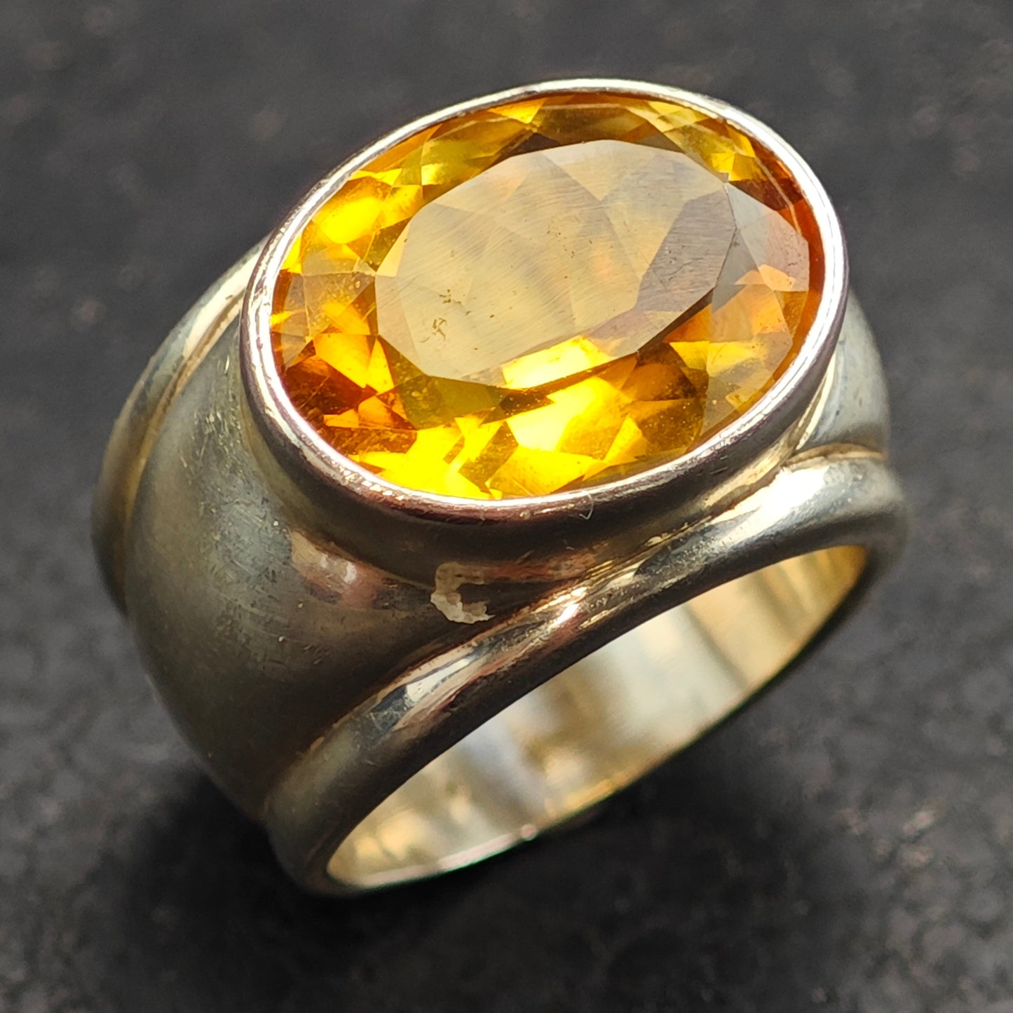 Oval Citrine Sterling Silver Ring Sz 6 3/4 R6527
