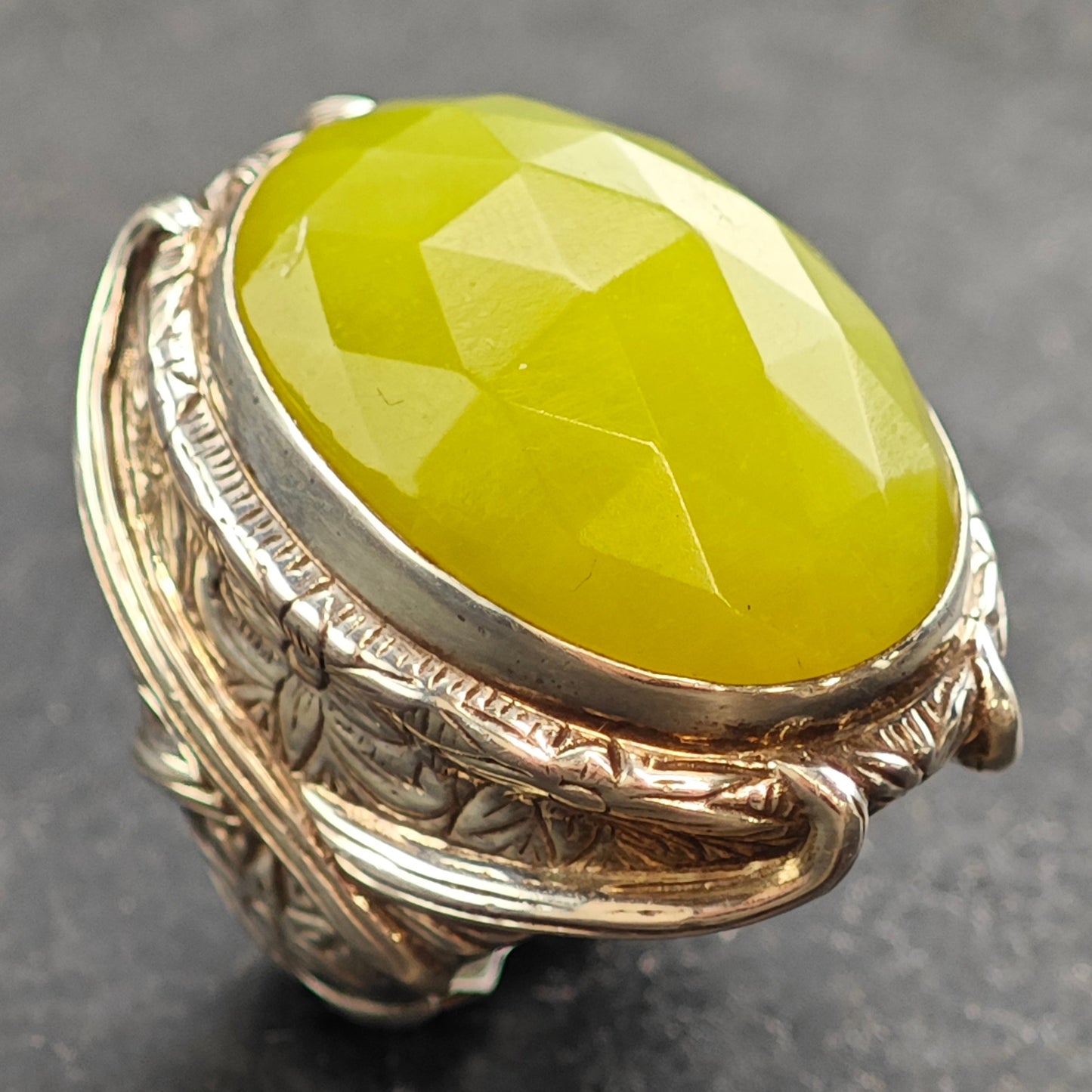 Stephen Dweck Green Stone Floral & Wrapping Band Sterling Silver Ring Sz 6 R6532