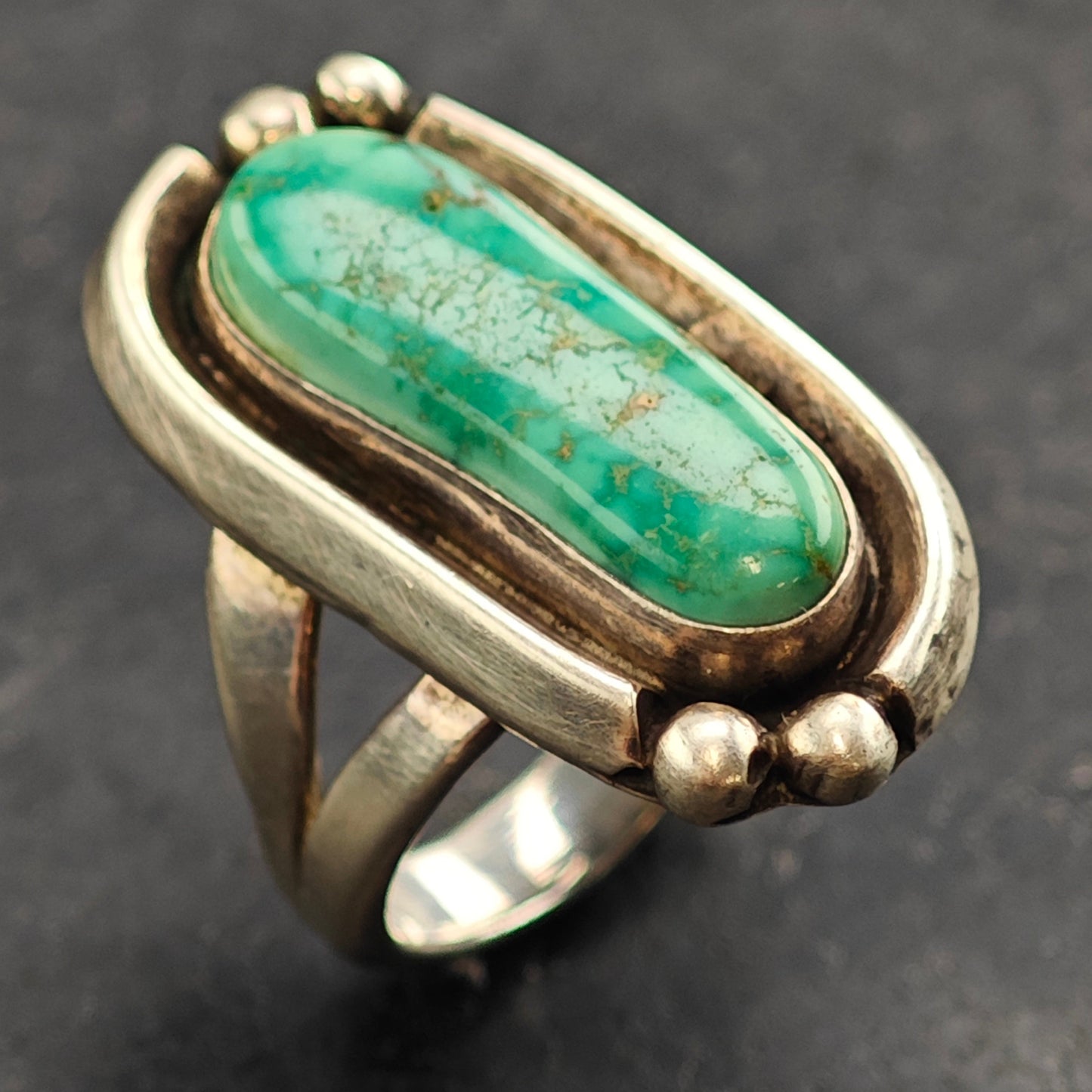 Native American Turquoise Sterling Silver Ring Sz 6 1/2 R6542