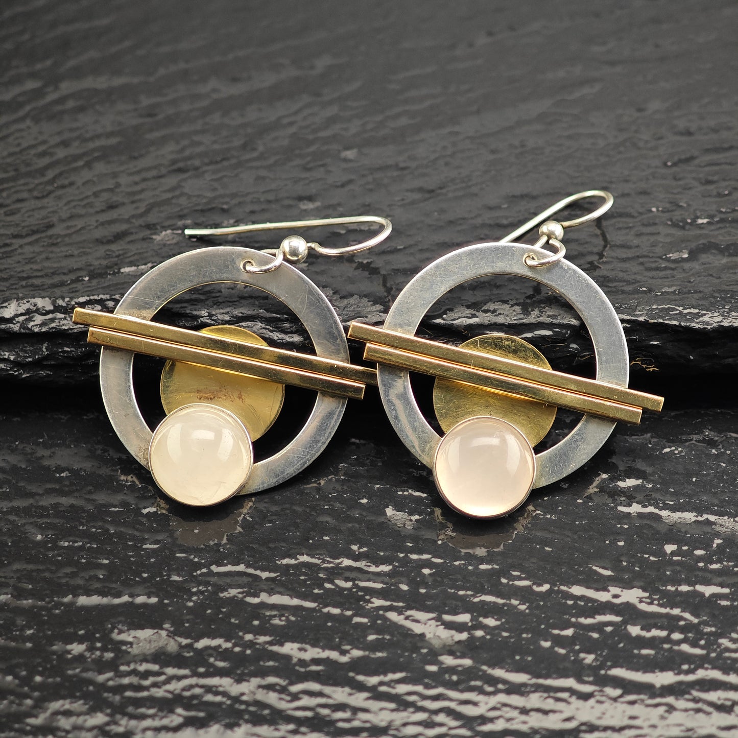 Studio Rose Quartz Gold Filled Sterling Silver Hook/Dangle Earrings ER3086