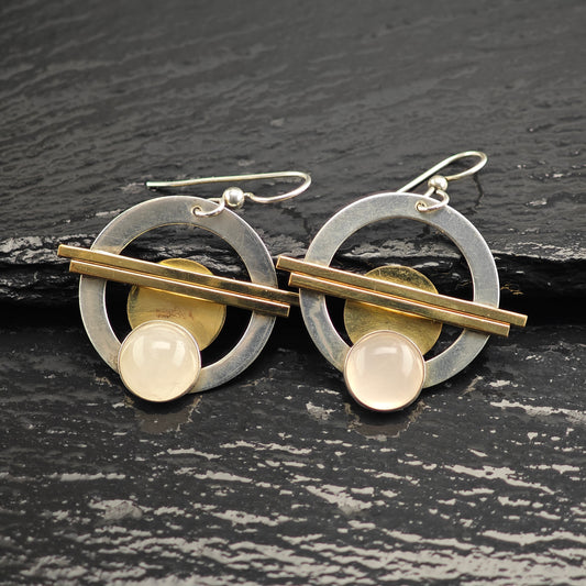 Studio Rose Quartz Gold Filled Sterling Silver Hook/Dangle Earrings ER3086