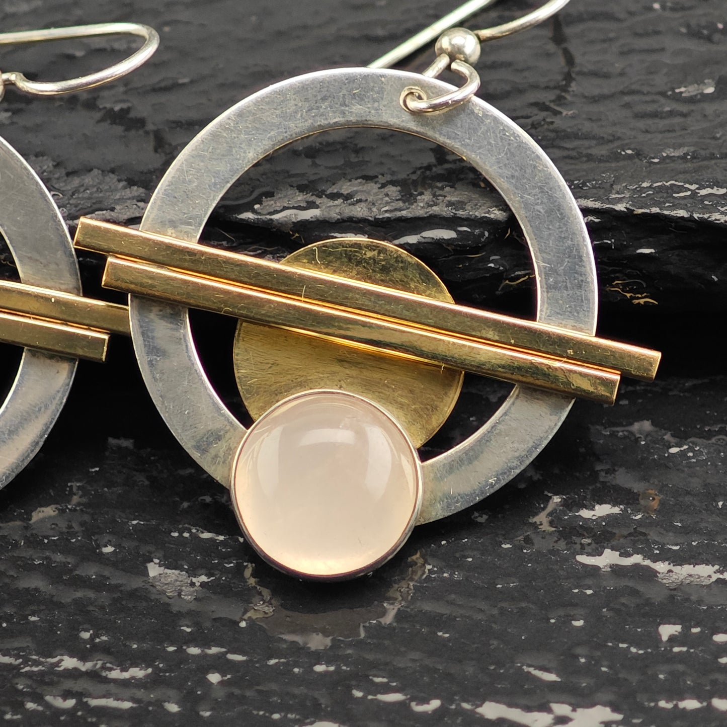 Studio Rose Quartz Gold Filled Sterling Silver Hook/Dangle Earrings ER3086
